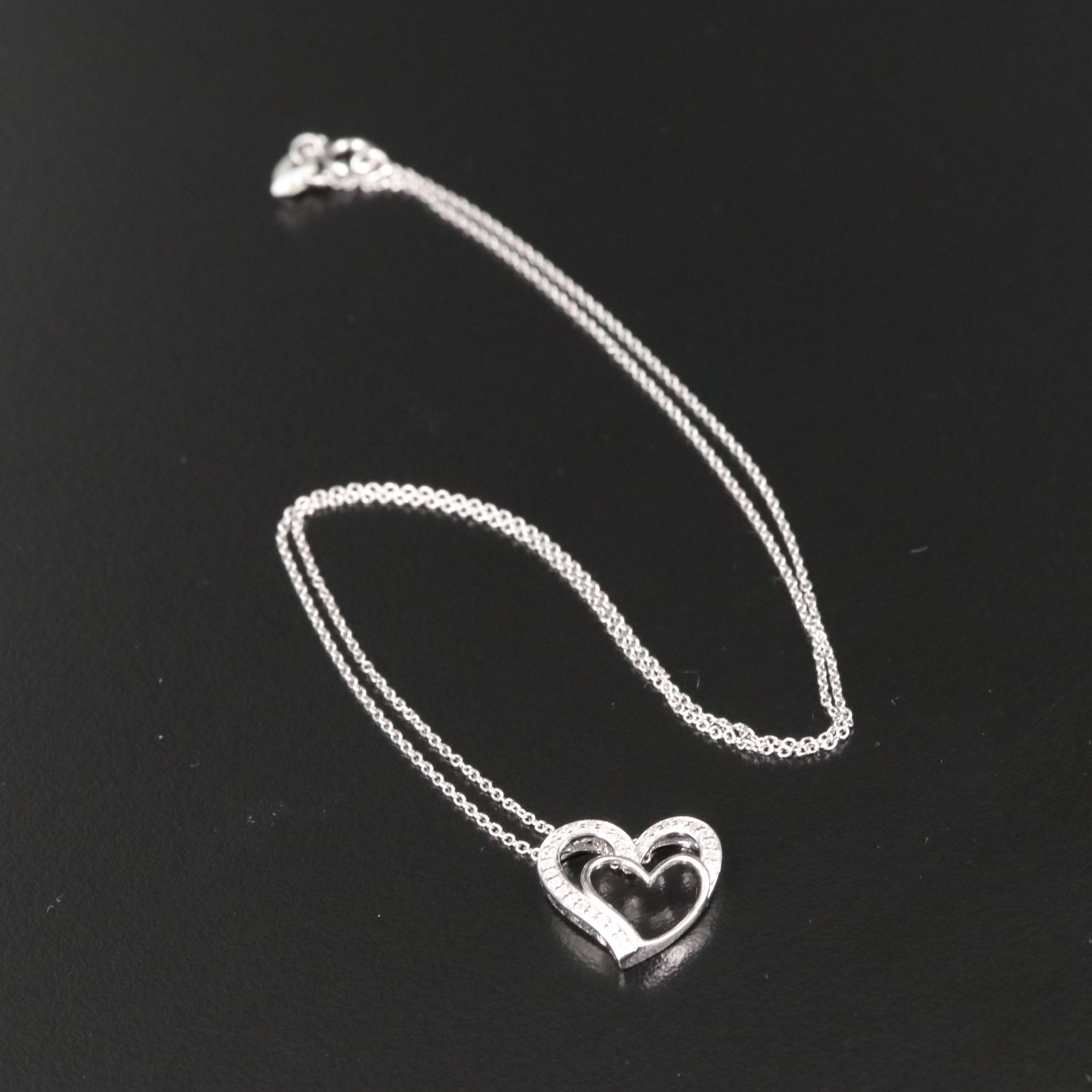 Sterling Diamond Heart Pendant Necklace