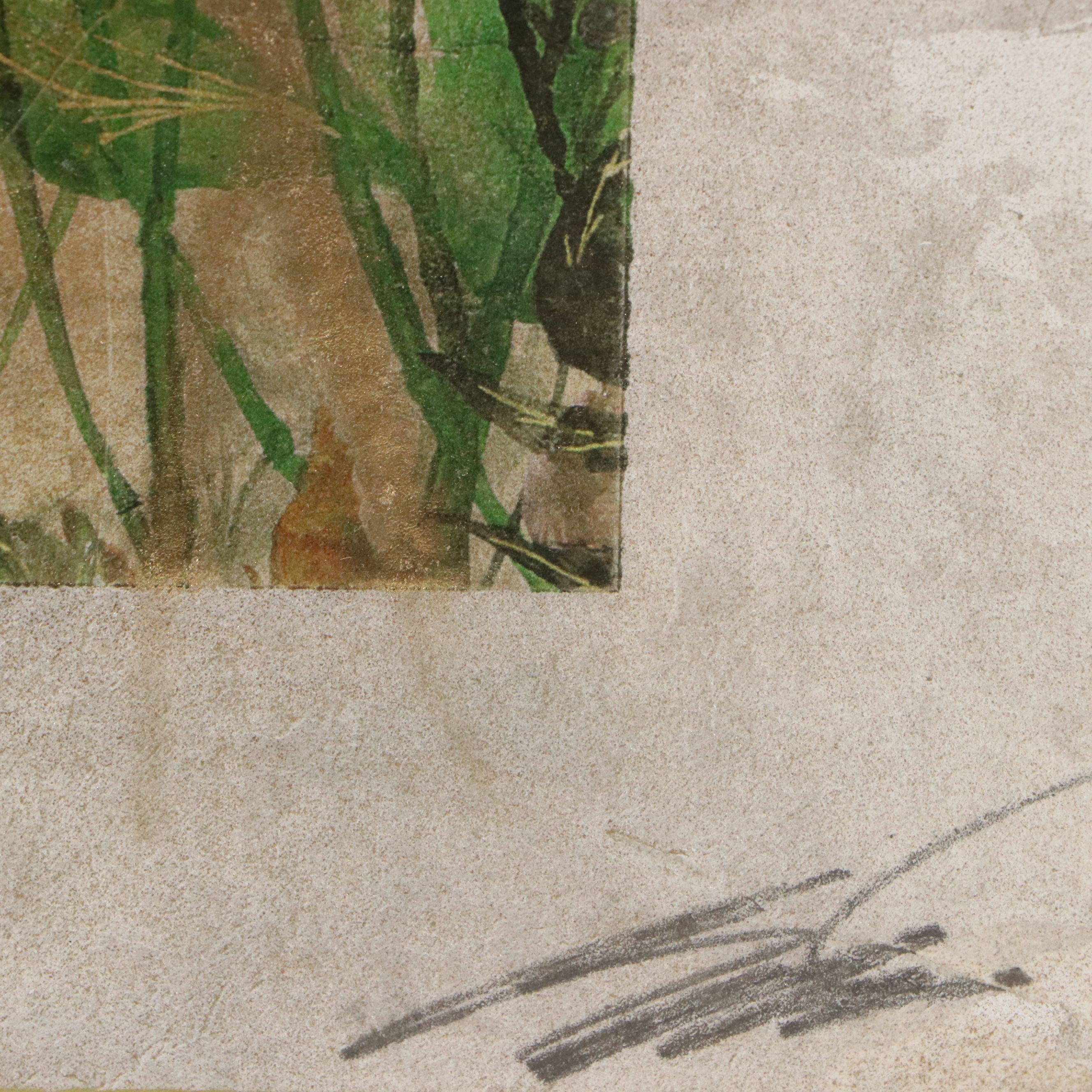 John Butler Embellished Screenprint "Autumn Grasses," Late 20th Century