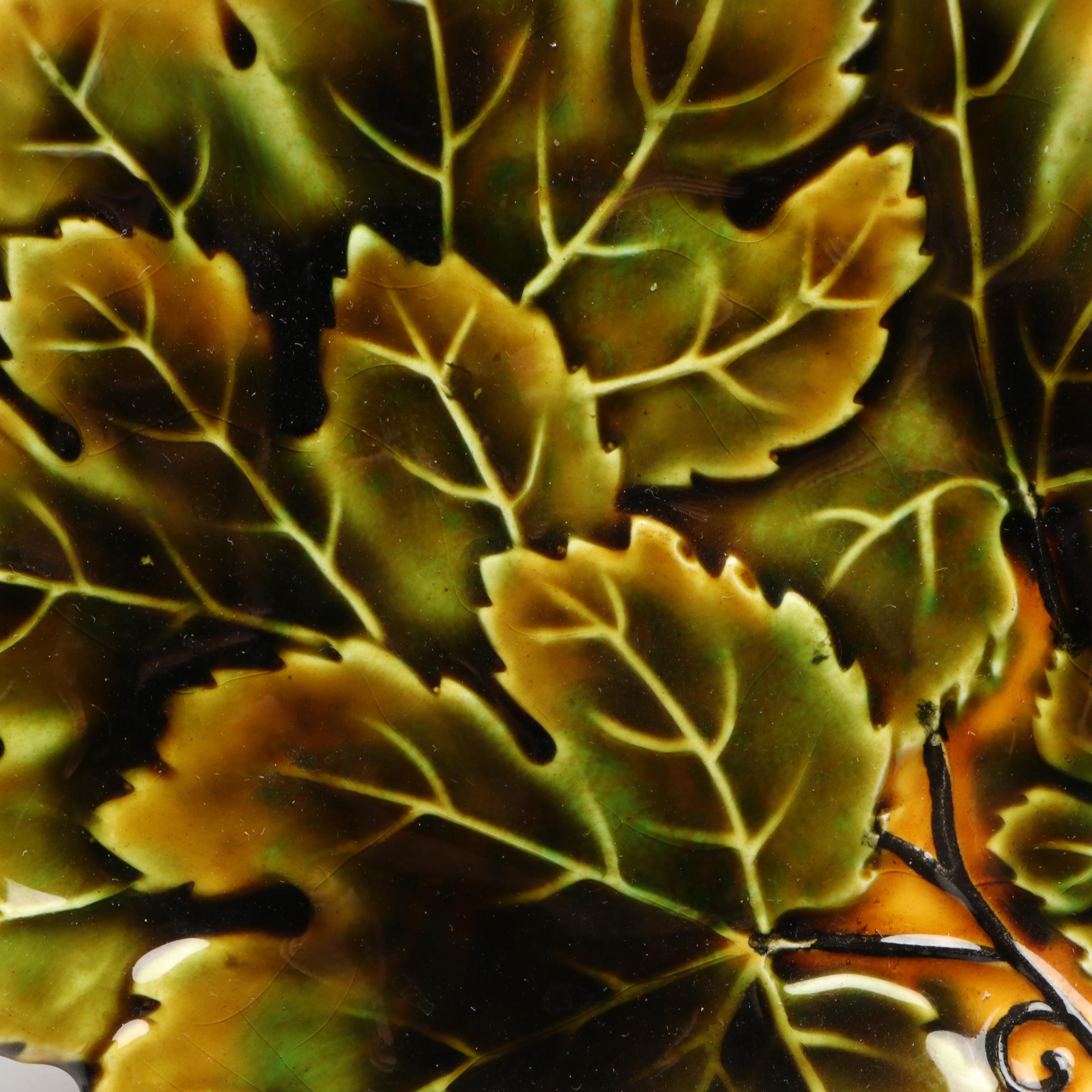 Wedgwood Cabbage and Czechoslovakian Grape Leaf Majolica Plates