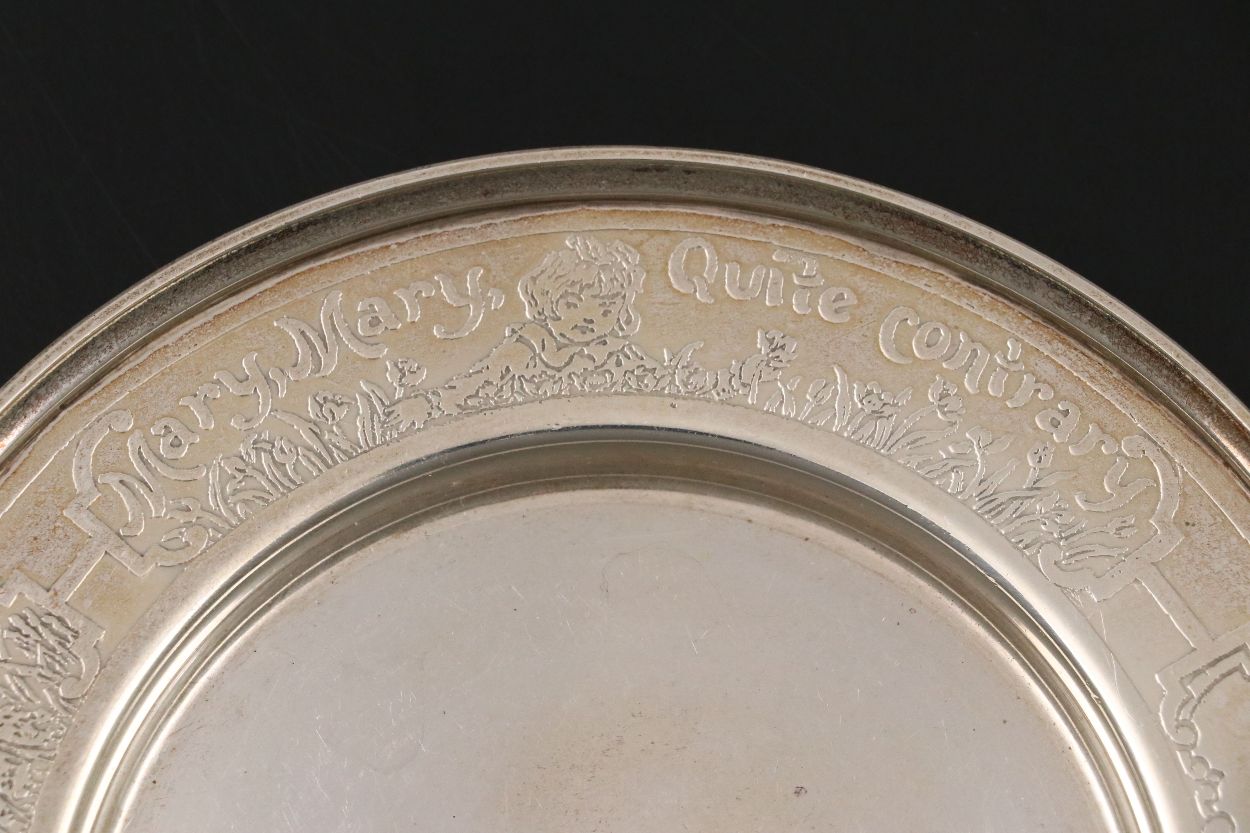 Lebkuecher & Co. Sterling Silver Baby Dishware with Other Silver Plate Tray