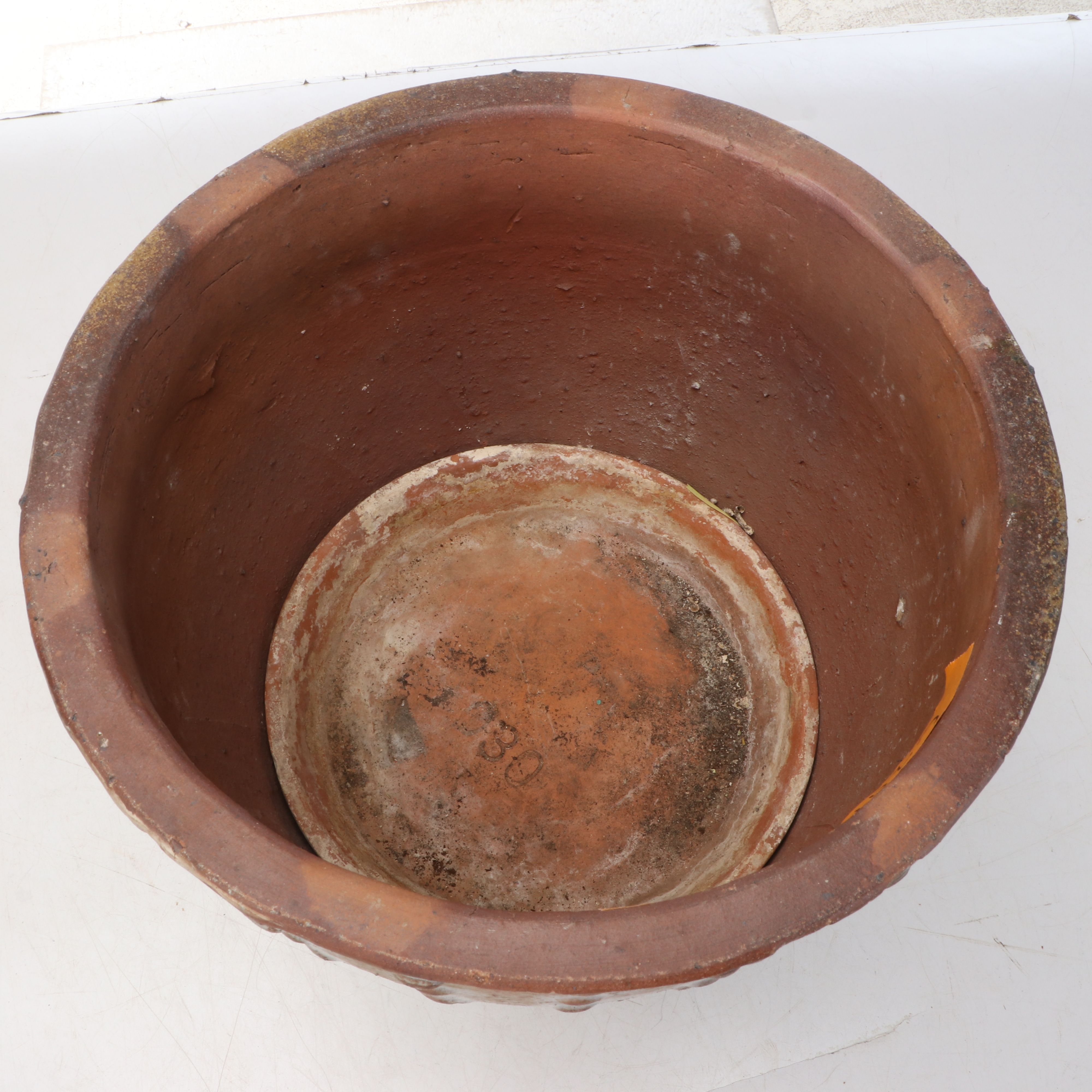 Ridged Celadon Earthenware with Other Planters and Metal Stand