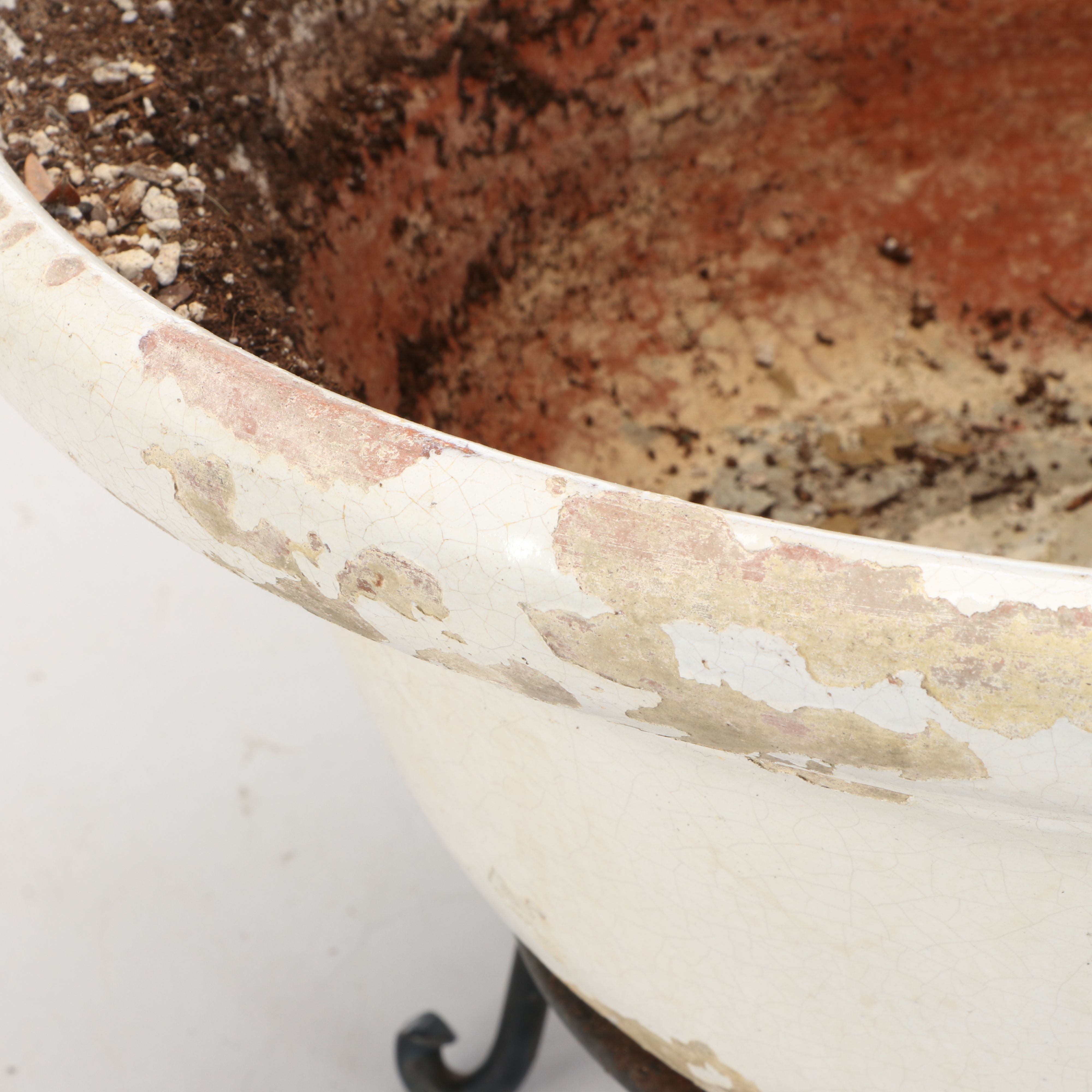 Ridged Celadon Earthenware with Other Planters and Metal Stand