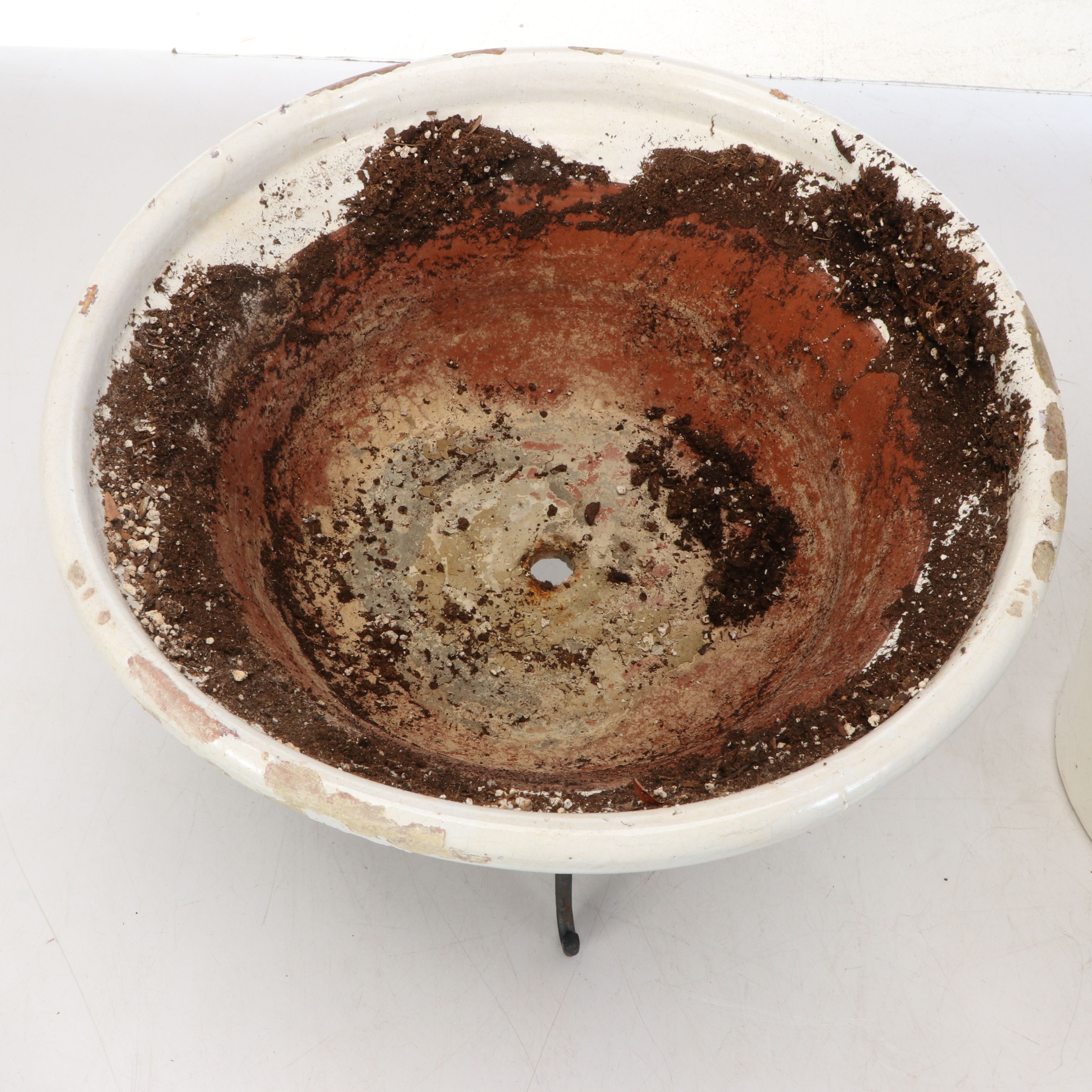 Ridged Celadon Earthenware with Other Planters and Metal Stand