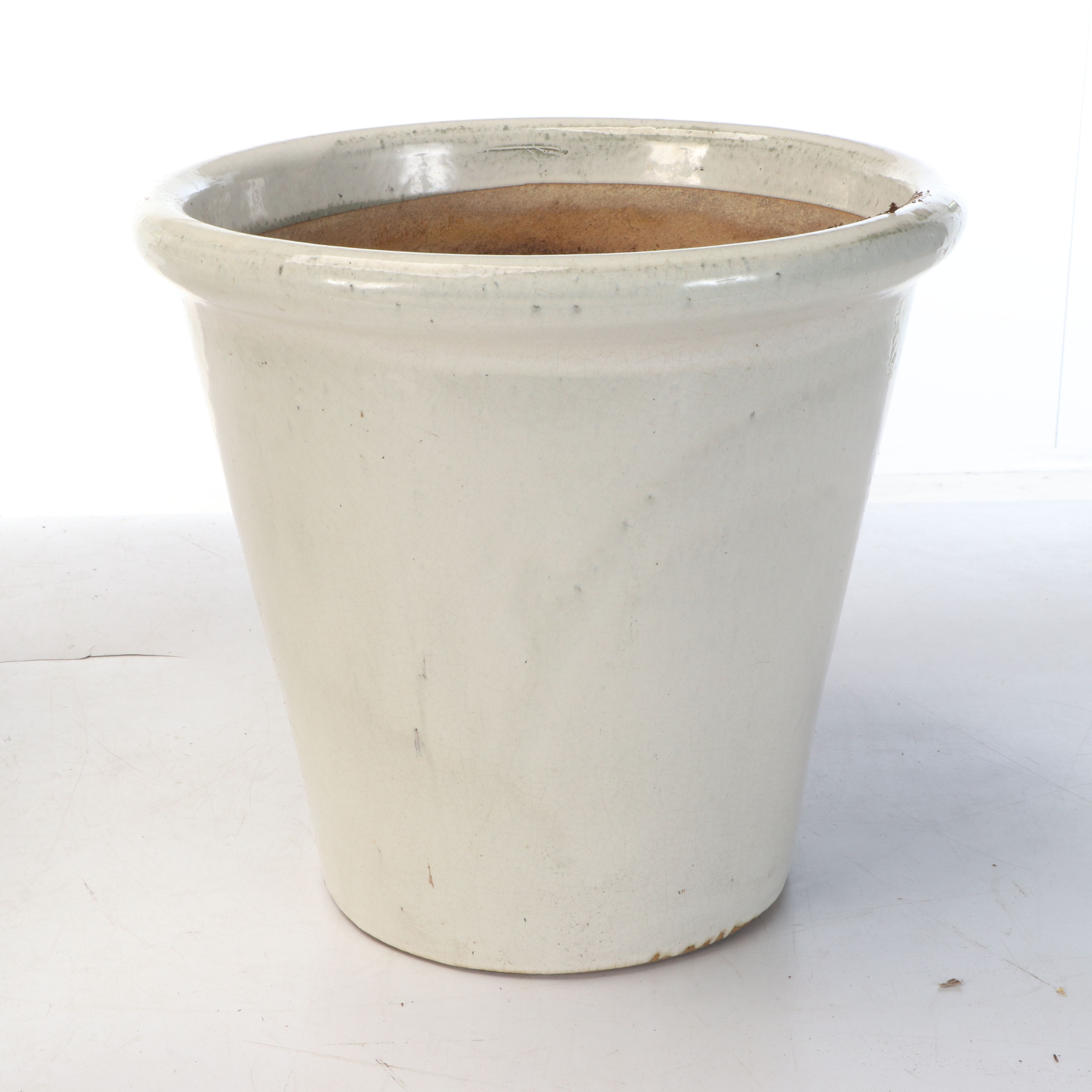 Ridged Celadon Earthenware with Other Planters and Metal Stand