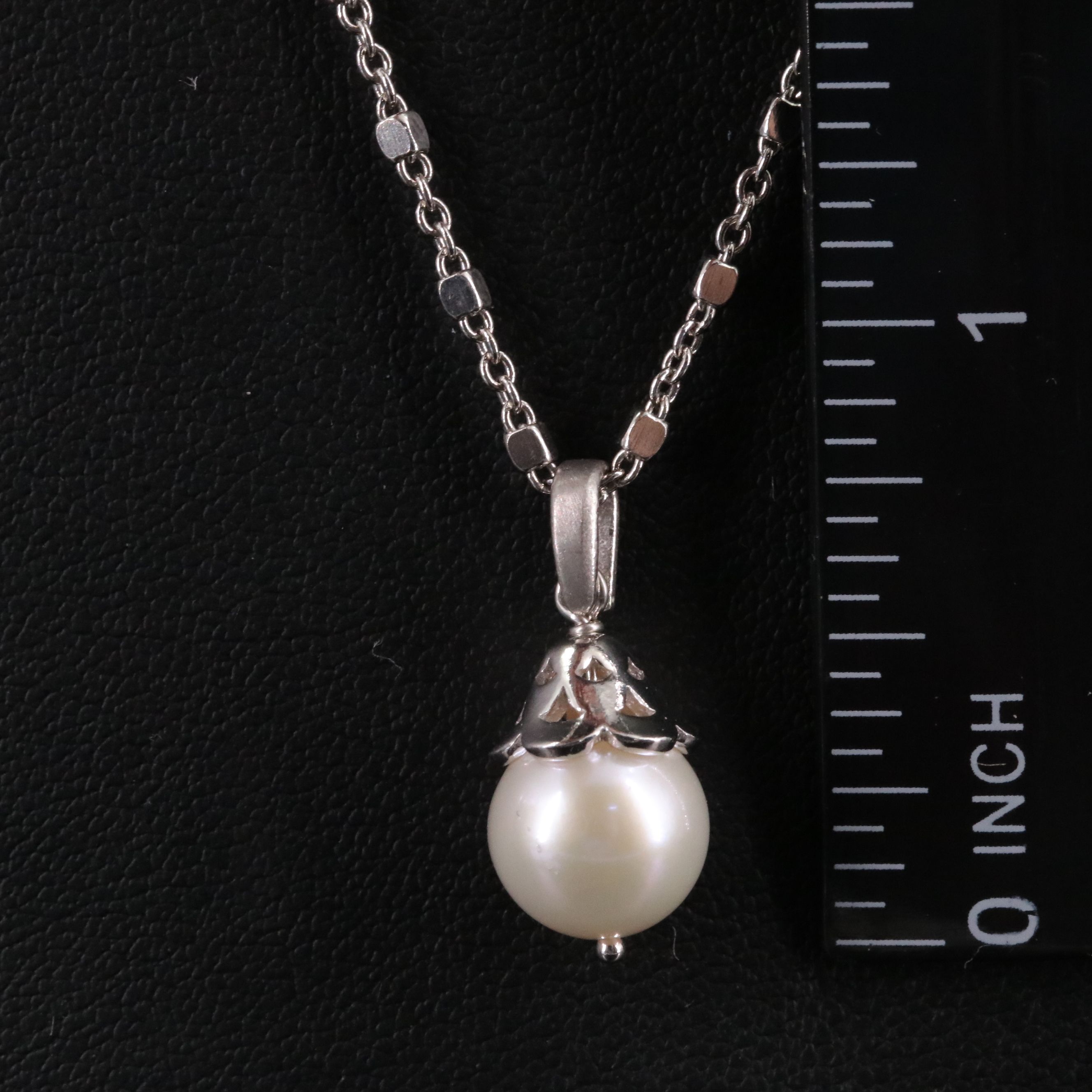 Sterling Pearl Station Pendant Necklace
