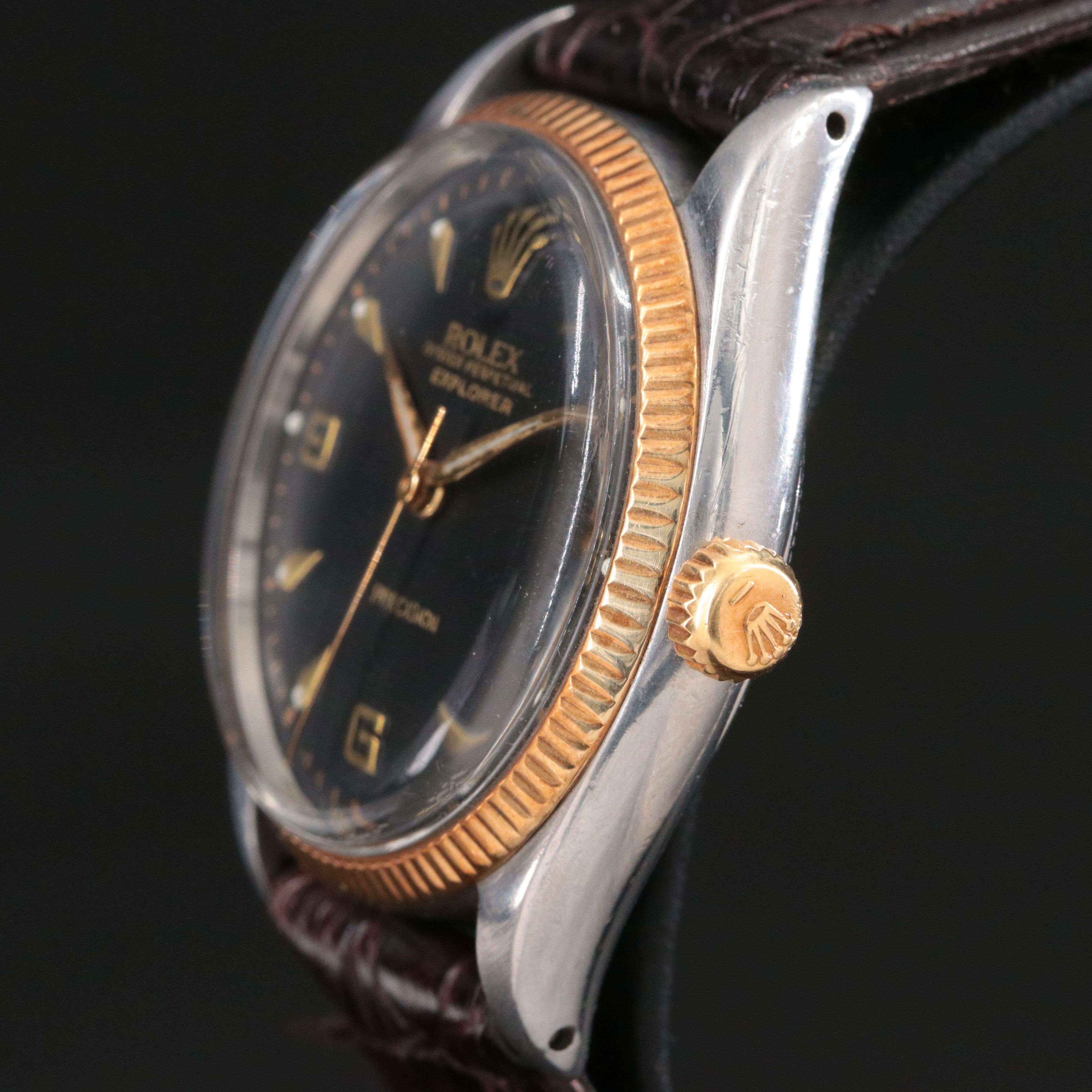 Rolex Explorer Precision 5501 Honeycomb Dial Vintage Watch c.1958