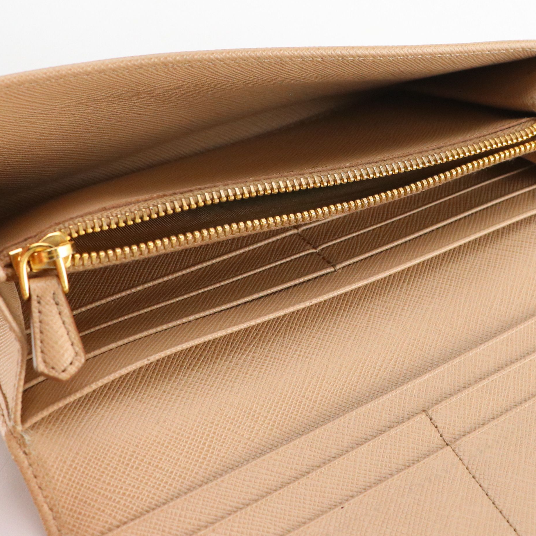 Prada Flap Wallet in Beige Saffiano Leather with Box