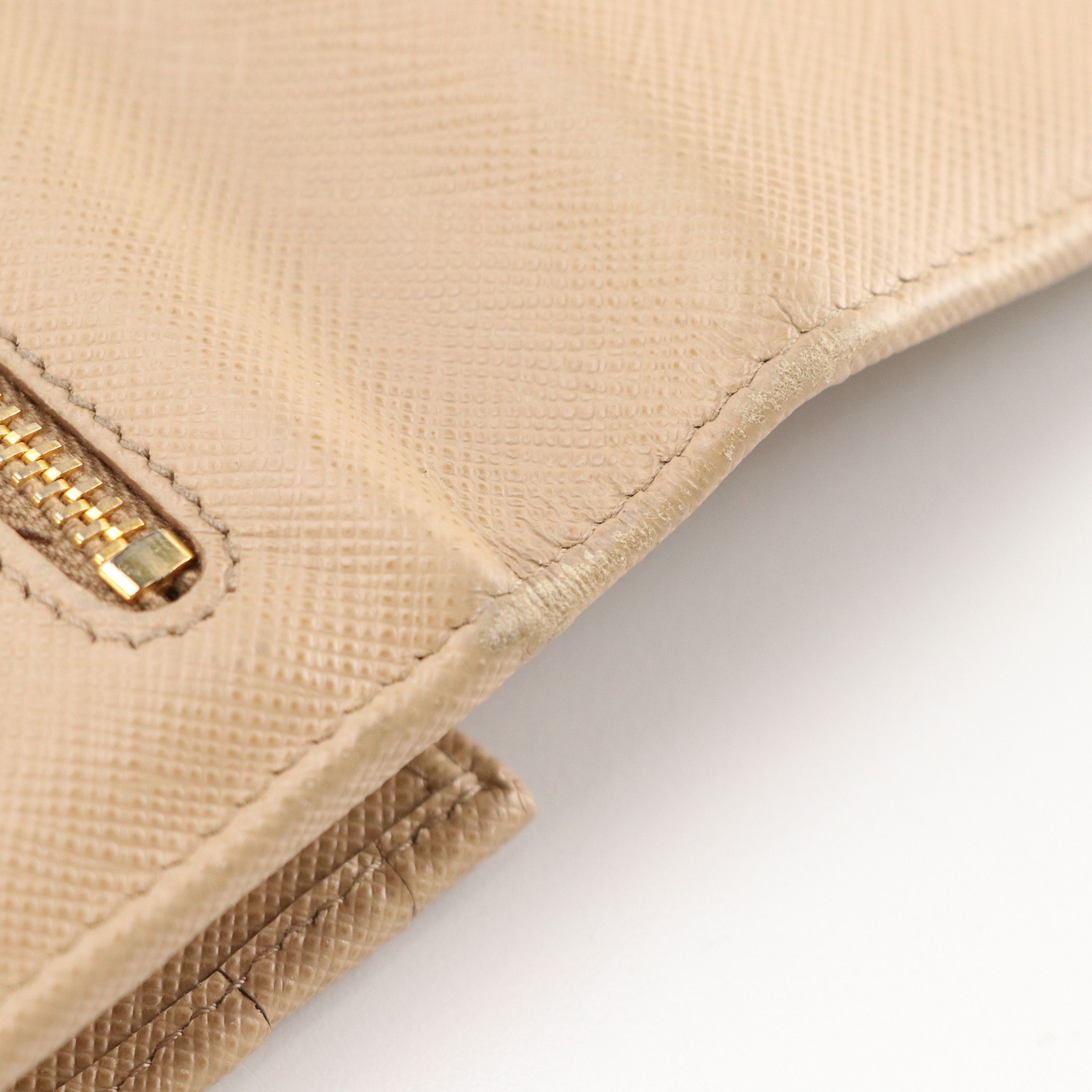 Prada Flap Wallet in Beige Saffiano Leather with Box