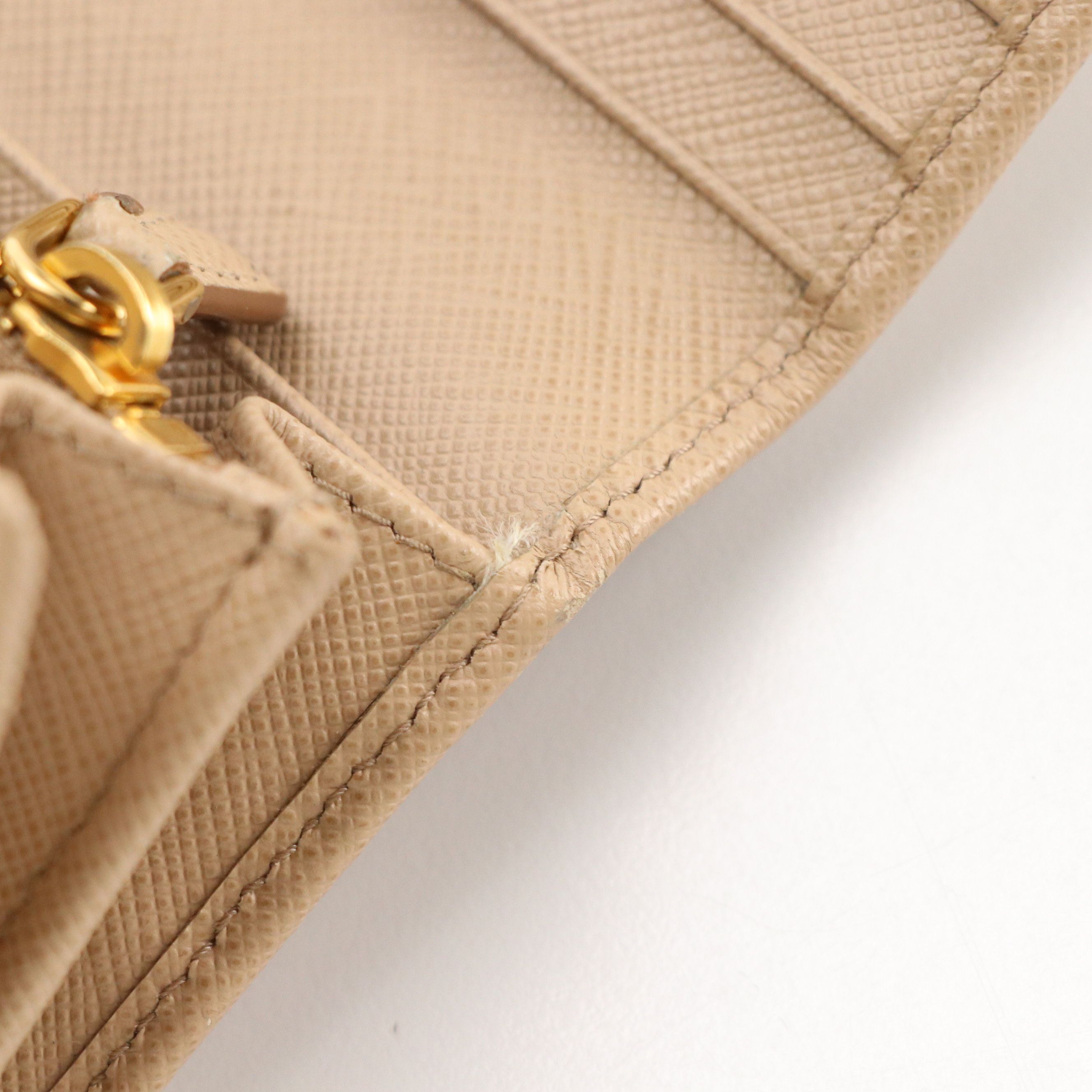 Prada Flap Wallet in Beige Saffiano Leather with Box