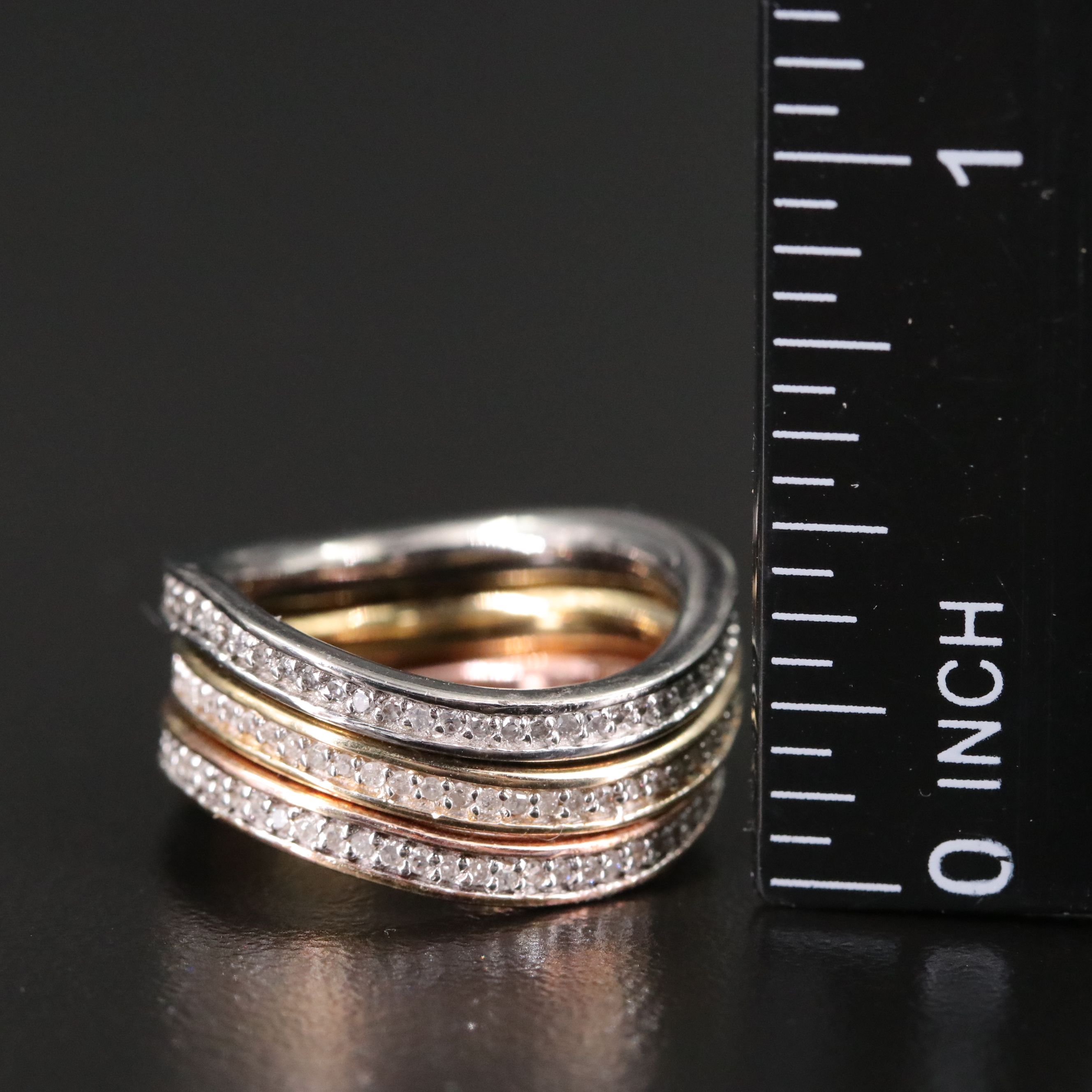 Sterling Diamond Stacking Wave Eternity Bands