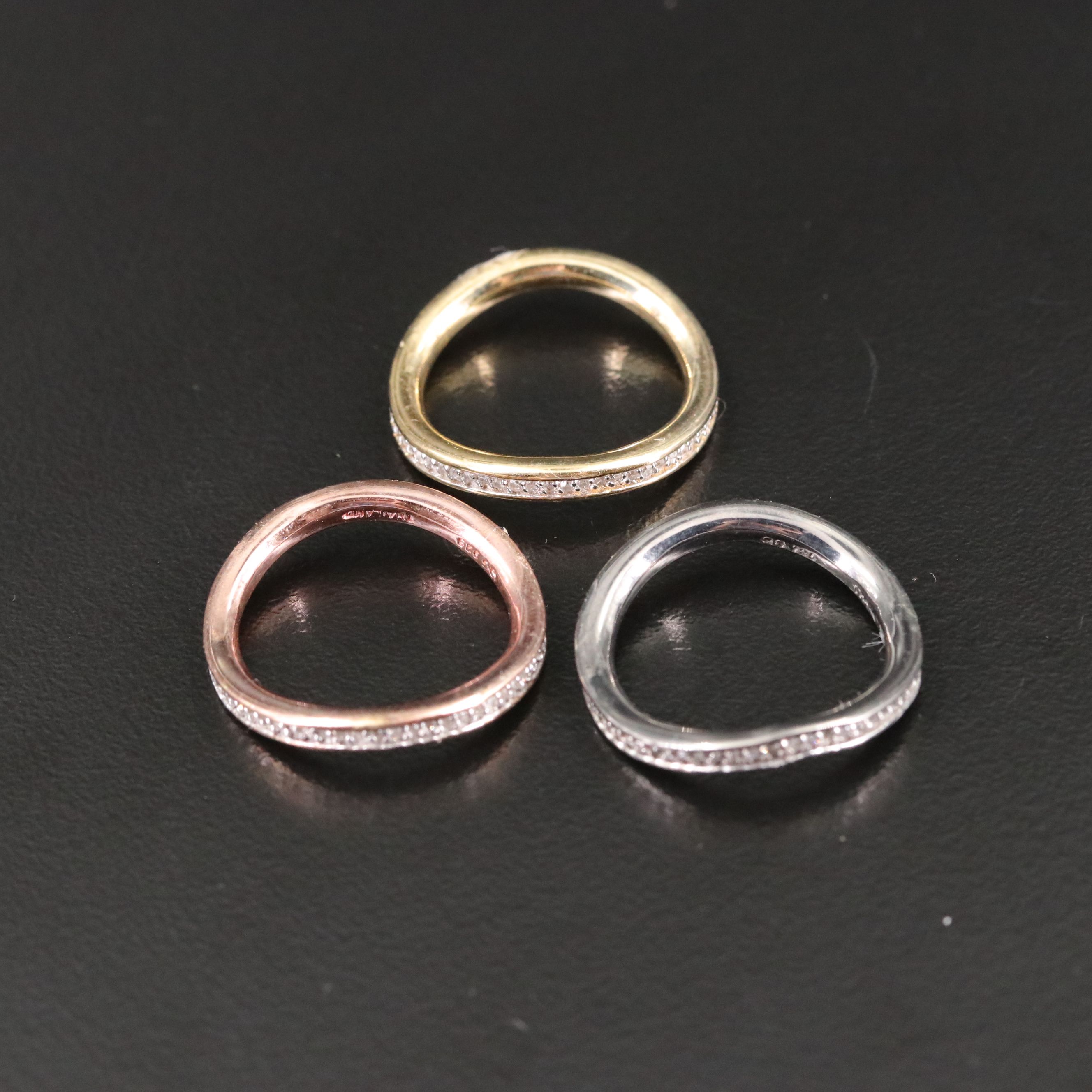 Sterling Diamond Stacking Wave Eternity Bands