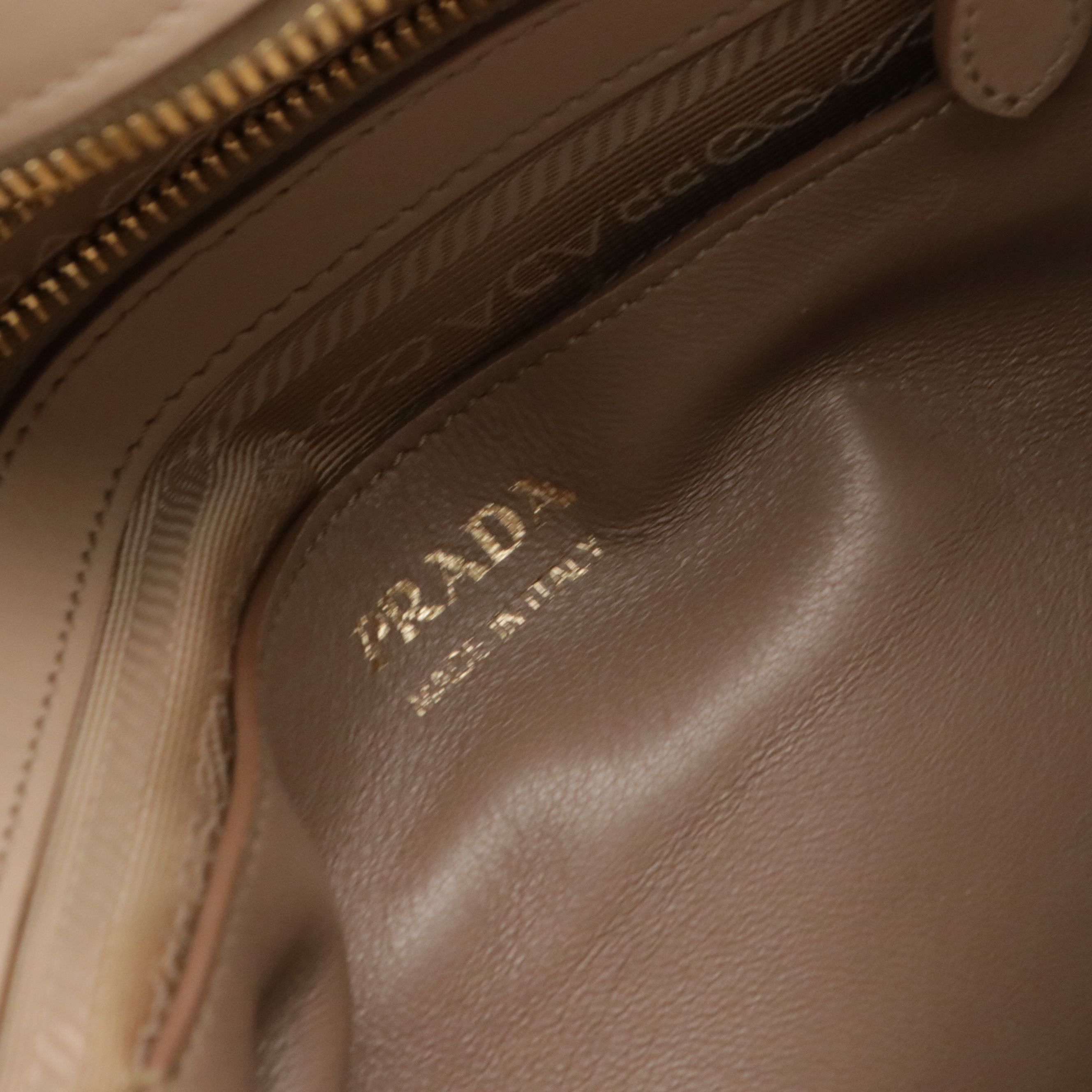 Prada Esplanade Two-Way Satchel in Beige City Calfskin and Saffiano Leather