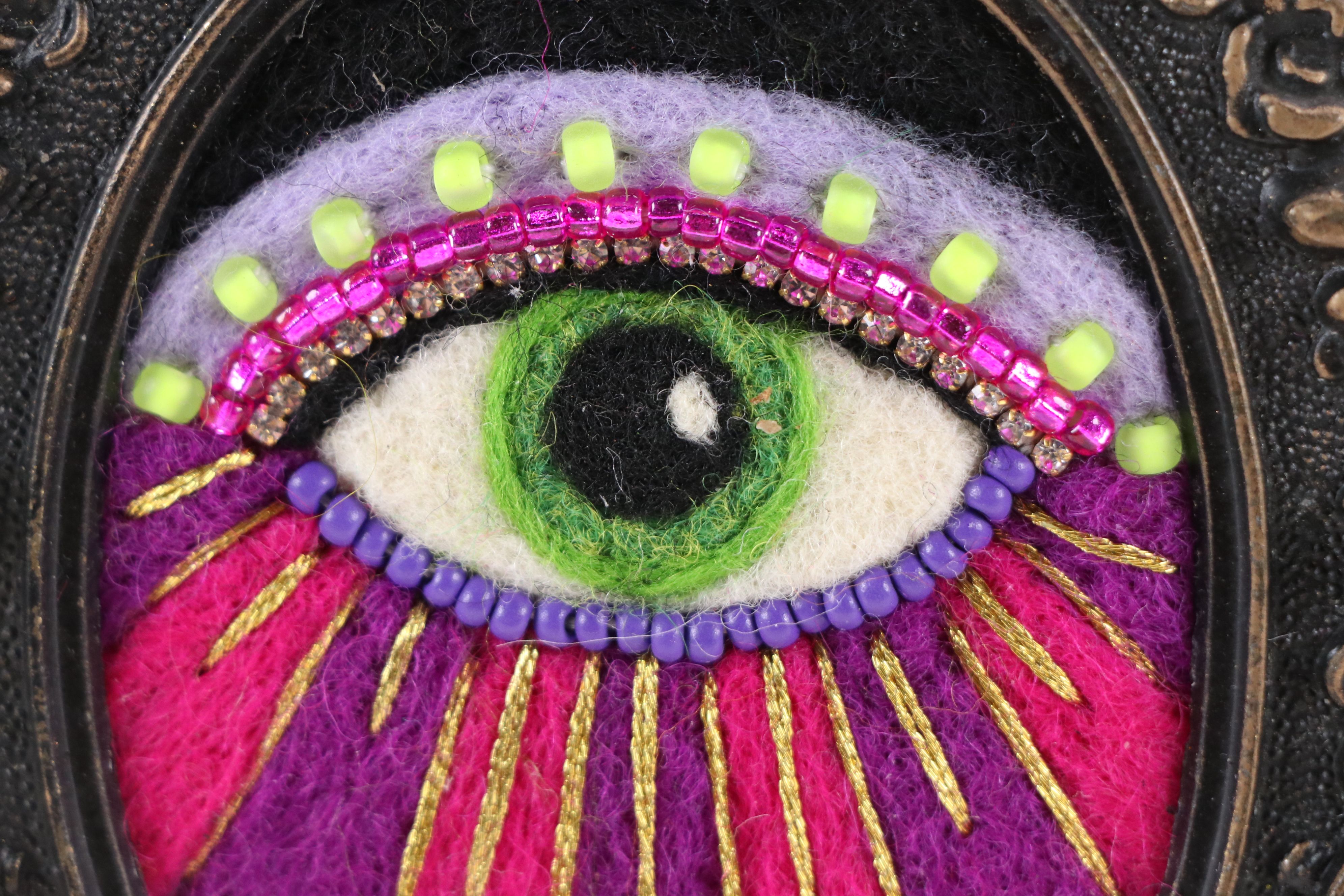 Sarah Miller Fiber Art Wall Hanging of Mystic Eye, Circa 2026