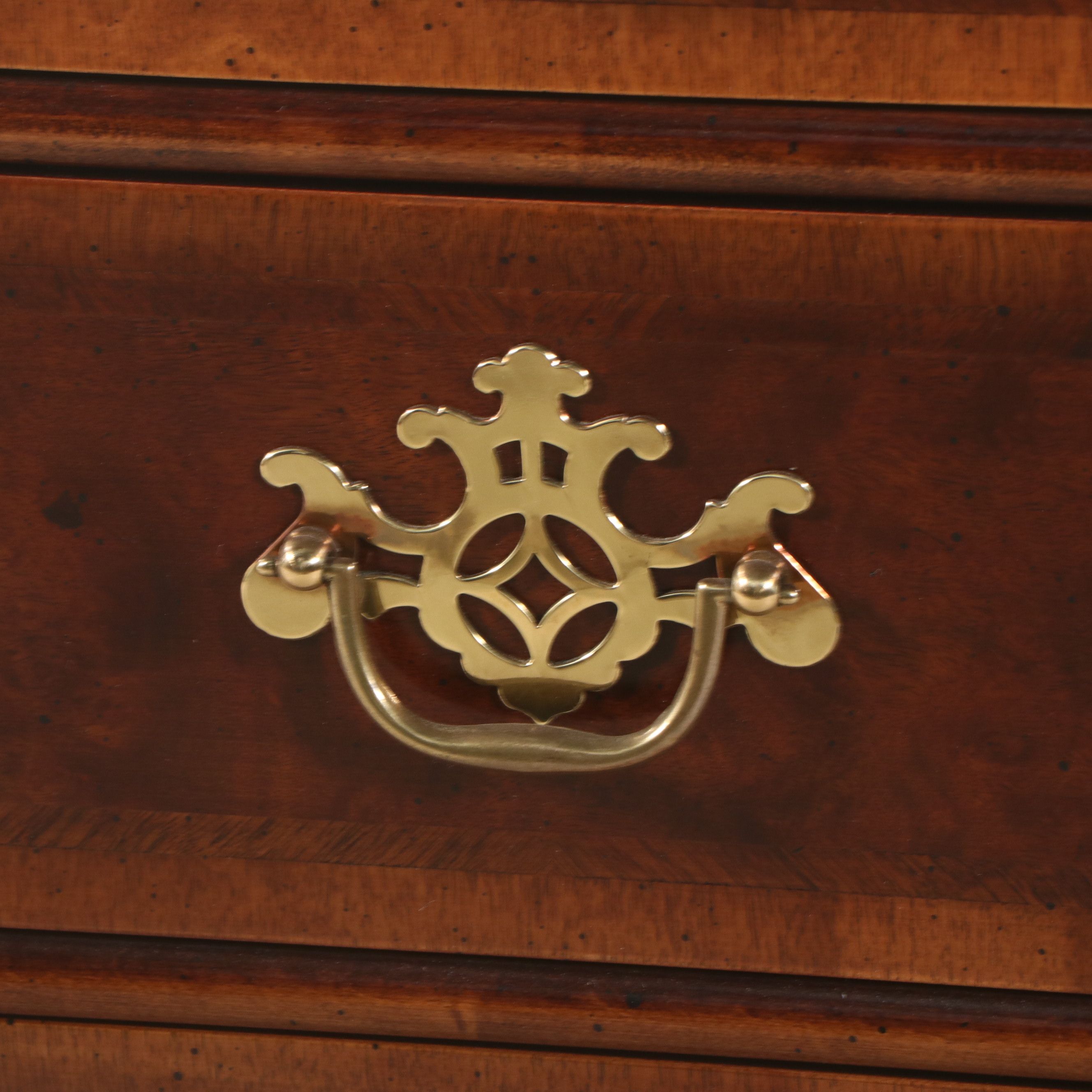 Henredon Aston Court Burl Wood Bachelor's Chest with Protective Glass Top