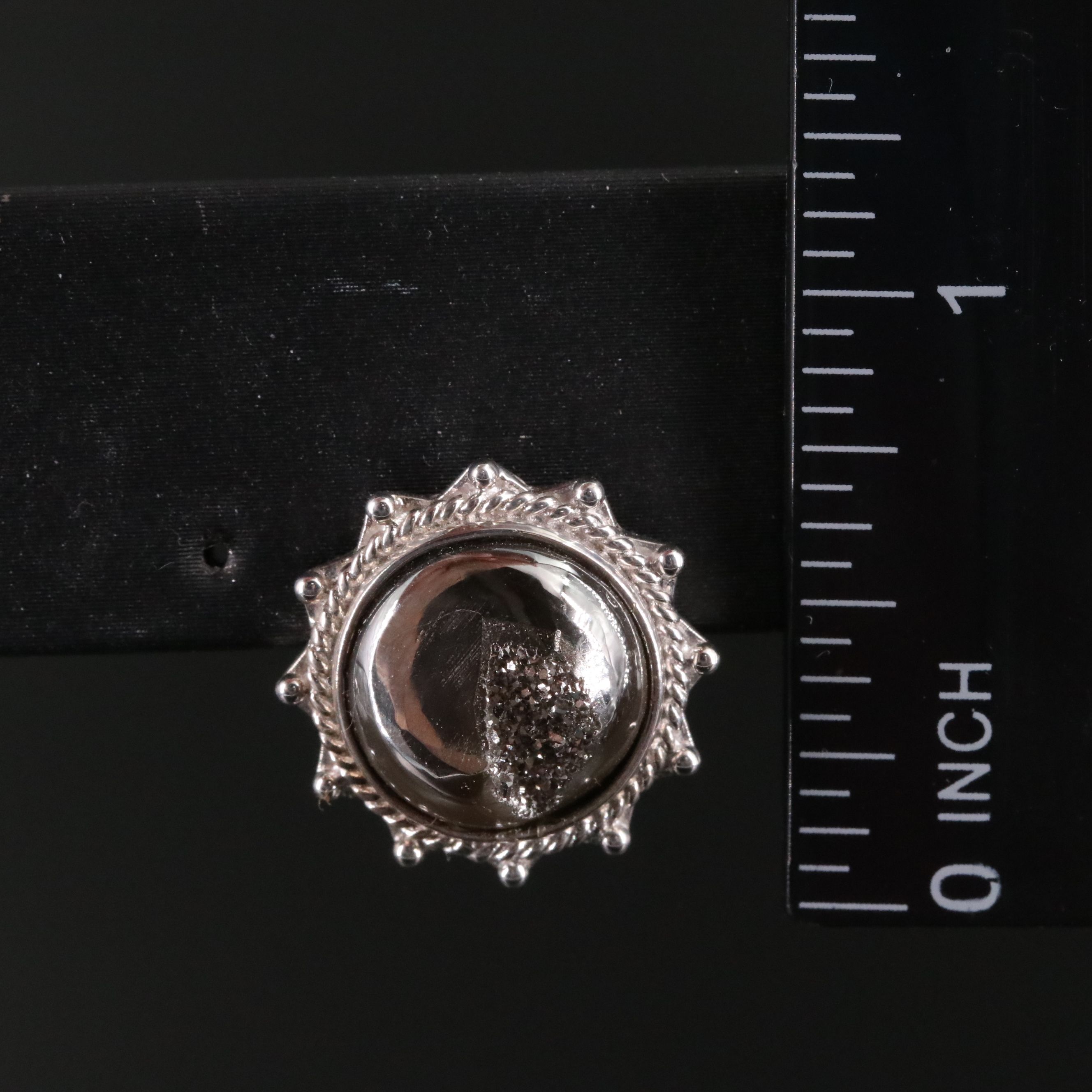 Sterling Druzy Sun Button Earrings