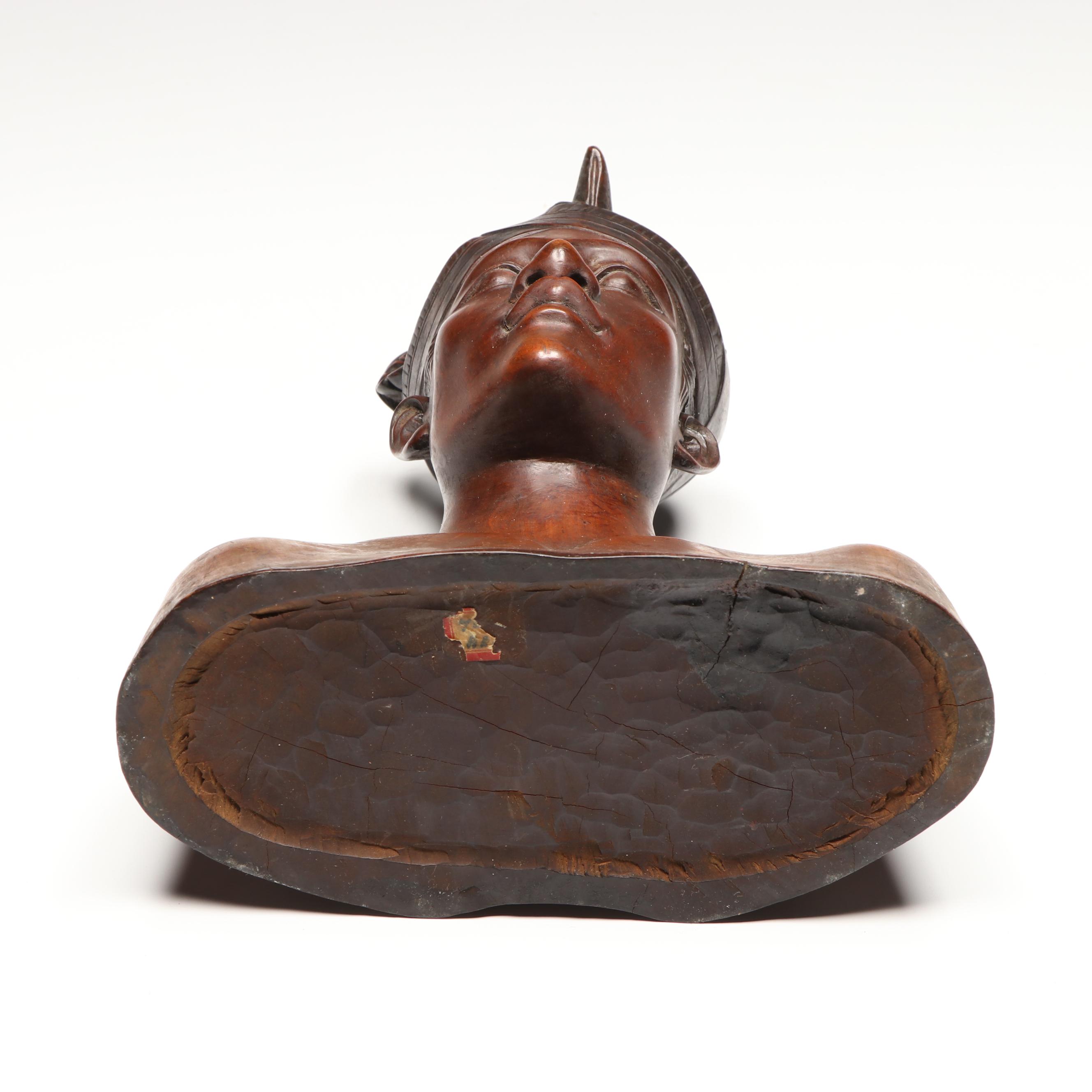 Balinese Carved Wood Traditional Male Bust