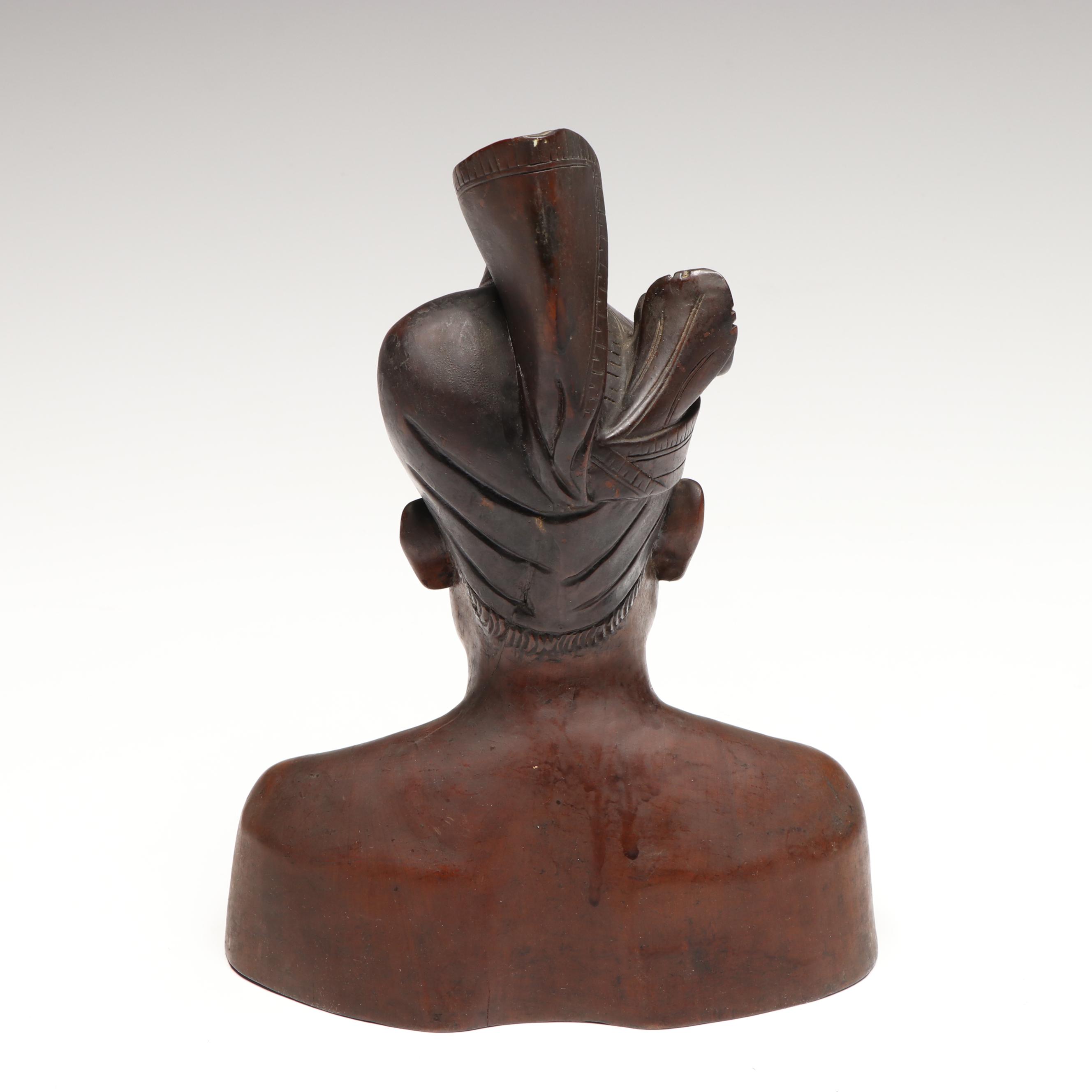 Balinese Carved Wood Traditional Male Bust