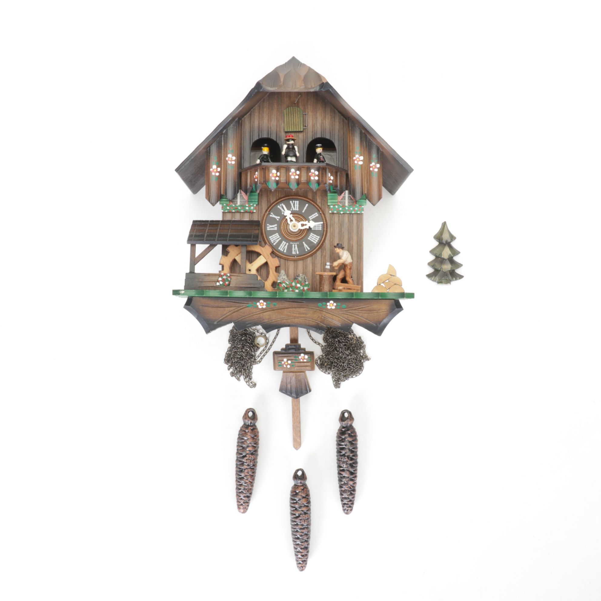 German Black Forest Chalet Style Carved Wood Cuckoo Clock