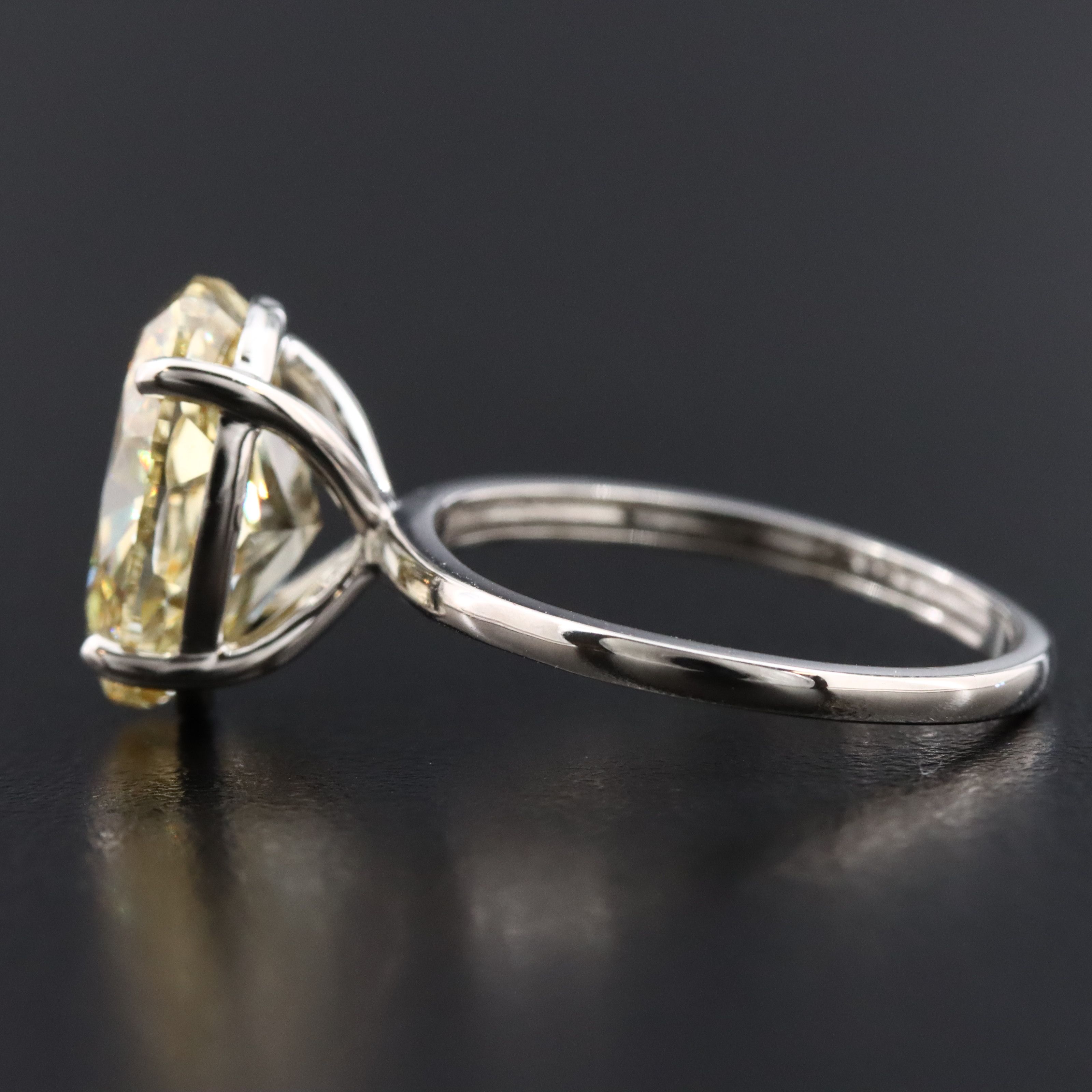 Platinum 5.03 CT Lab Grown Fancy Intense Yellow Diamond Ring with IGI Report