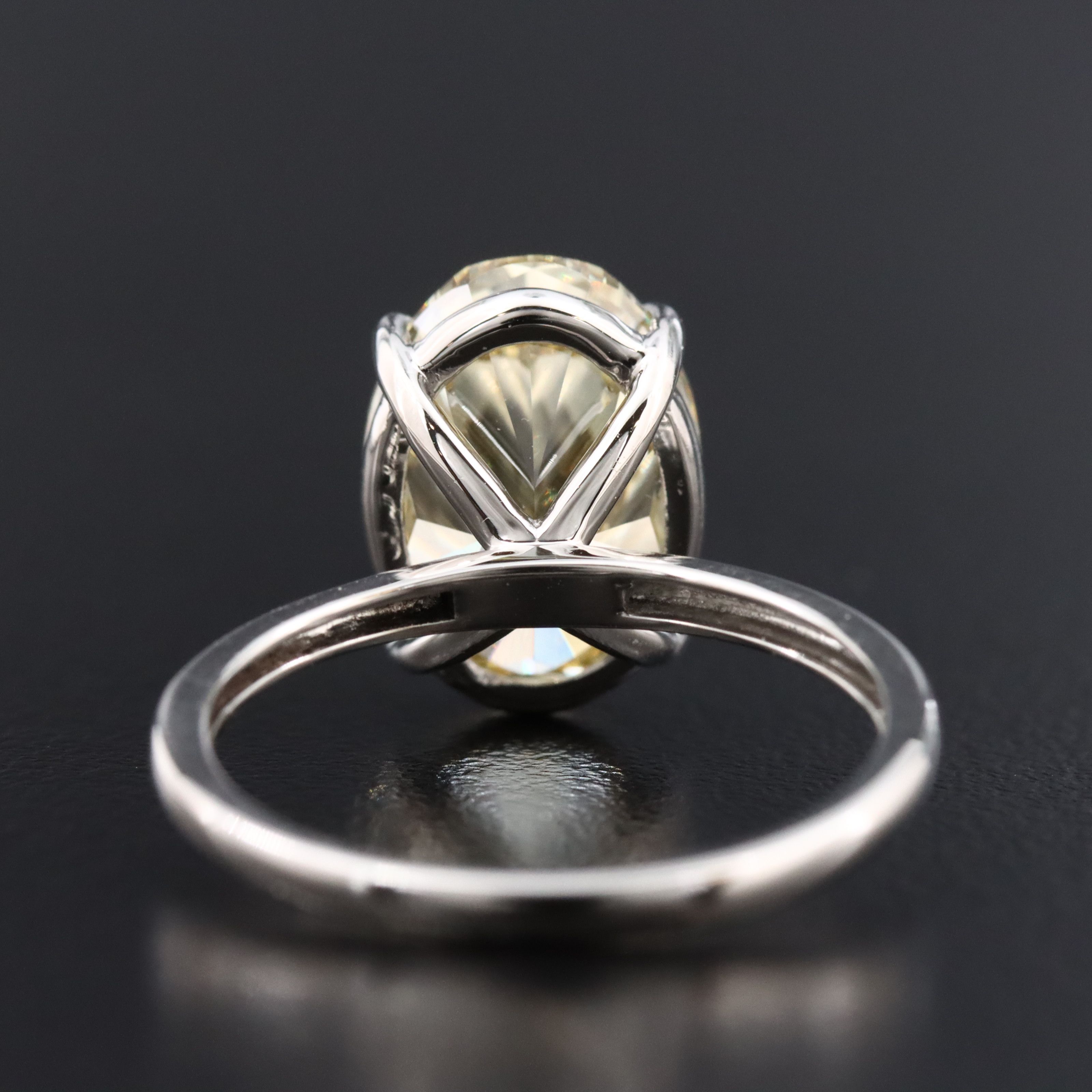 Platinum 5.03 CT Lab Grown Fancy Intense Yellow Diamond Ring with IGI Report