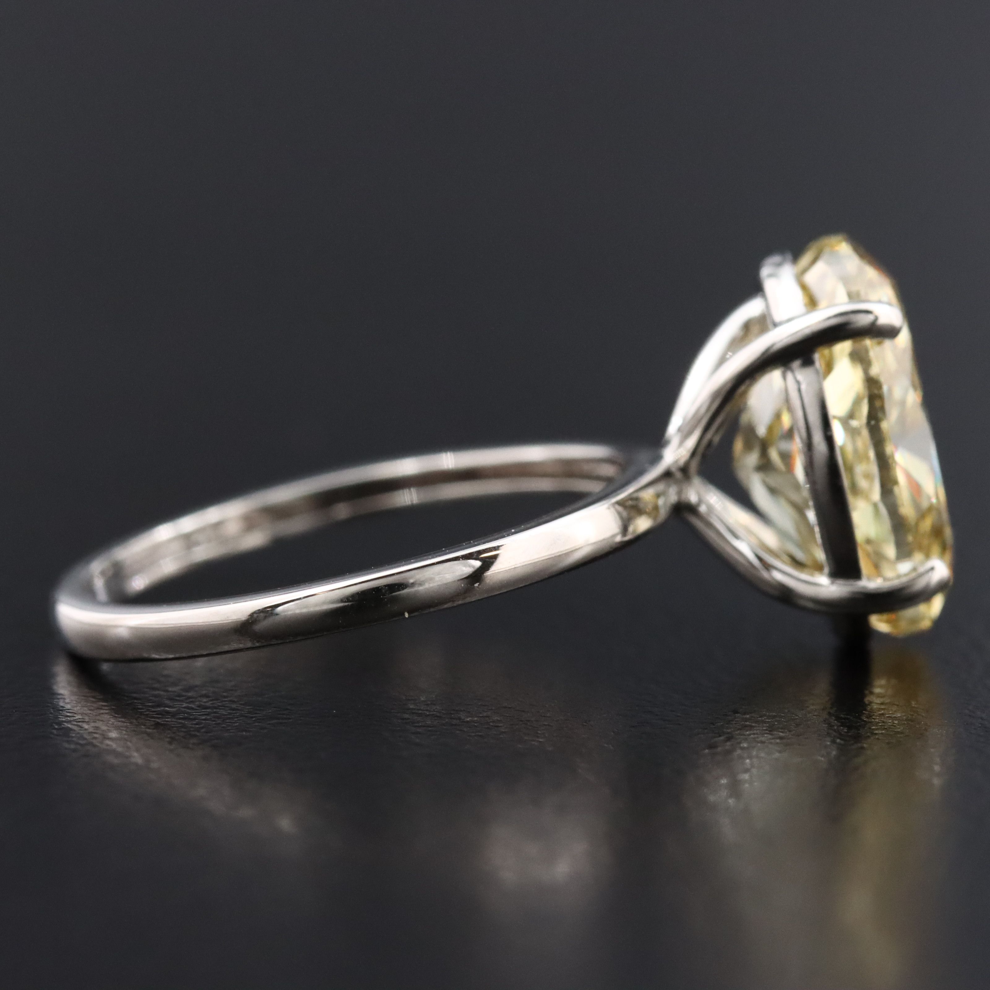 Platinum 5.03 CT Lab Grown Fancy Intense Yellow Diamond Ring with IGI Report