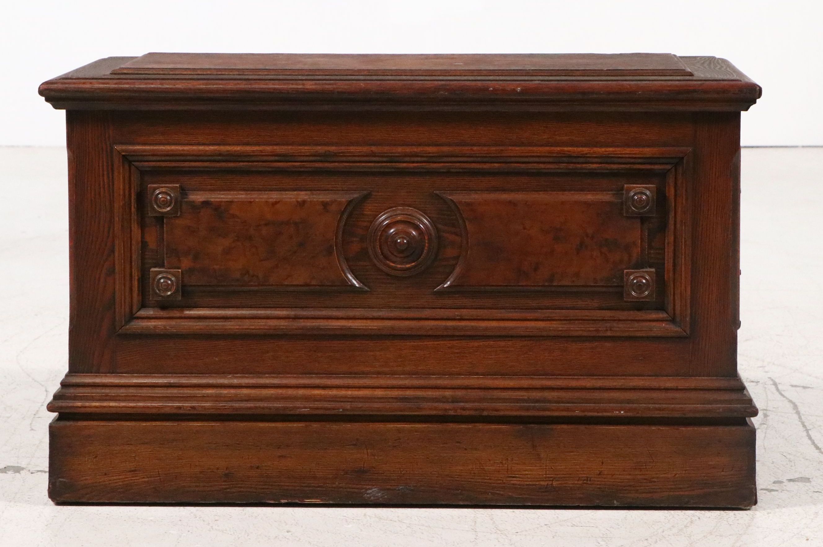 Renaissance Revival Burled Walnut and Oak Blanket Chest, Late 19th Century
