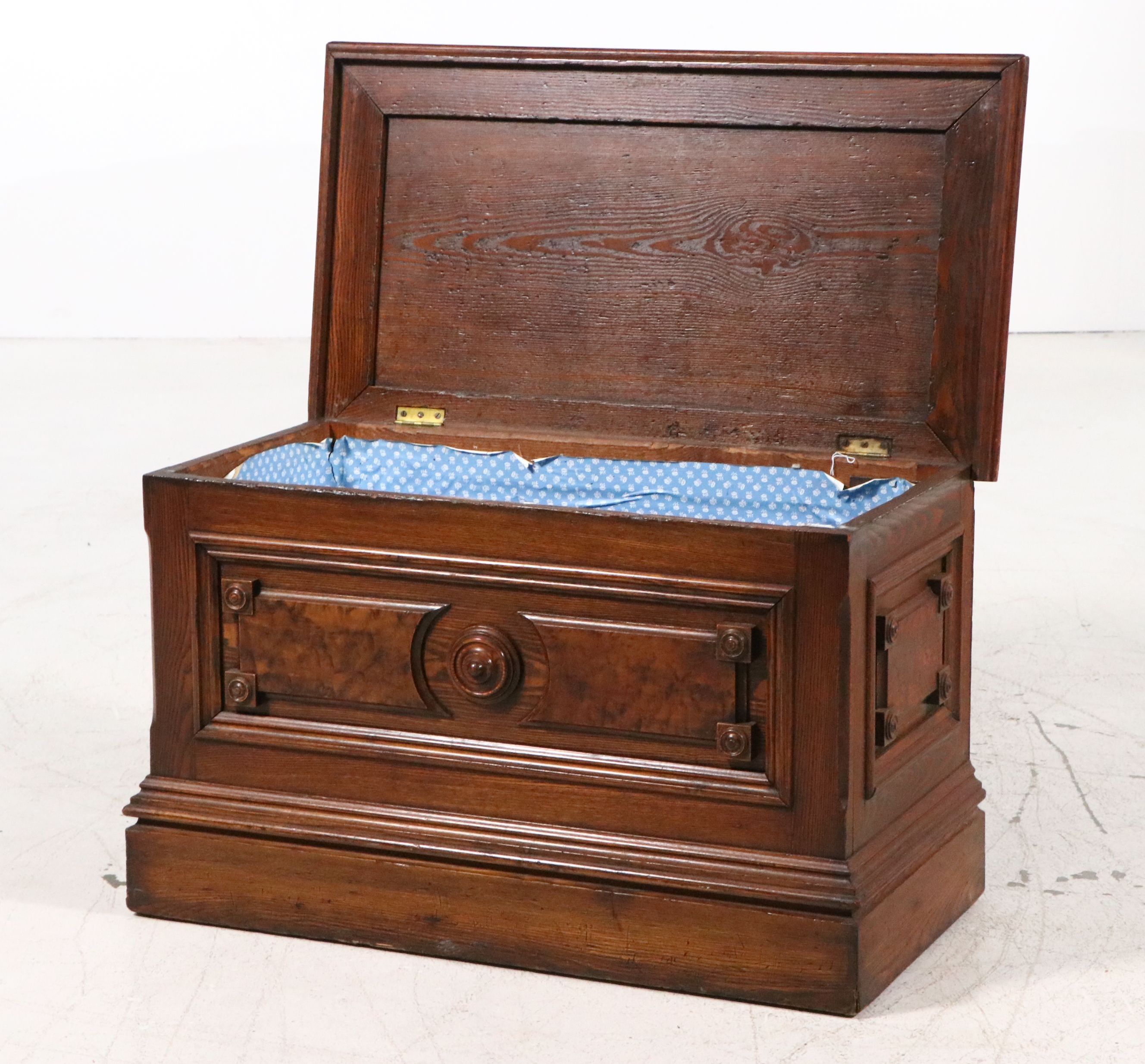 Renaissance Revival Burled Walnut and Oak Blanket Chest, Late 19th Century