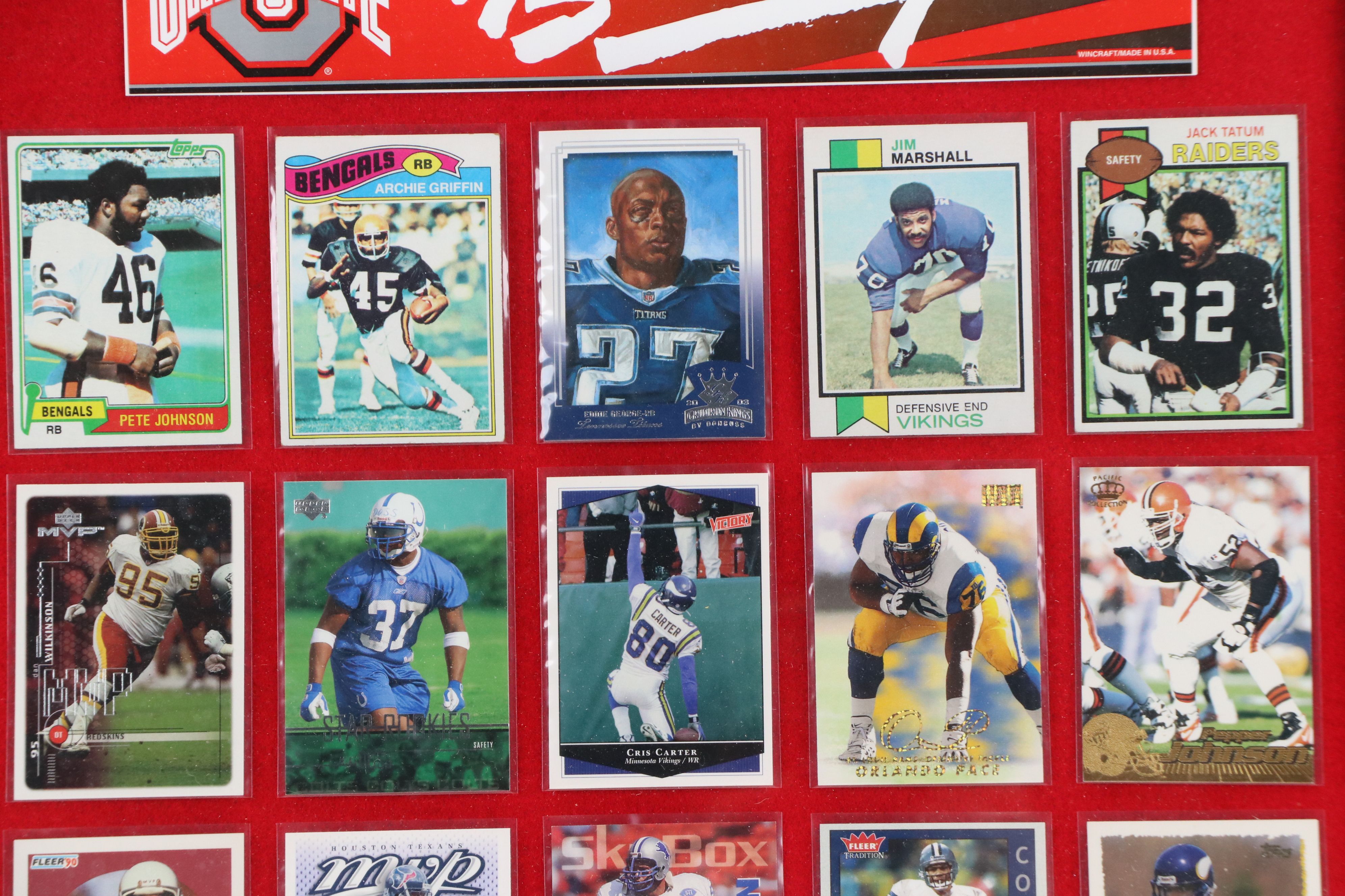 Ohio State Football Card Displays with Mike Nugent Signed Print and More