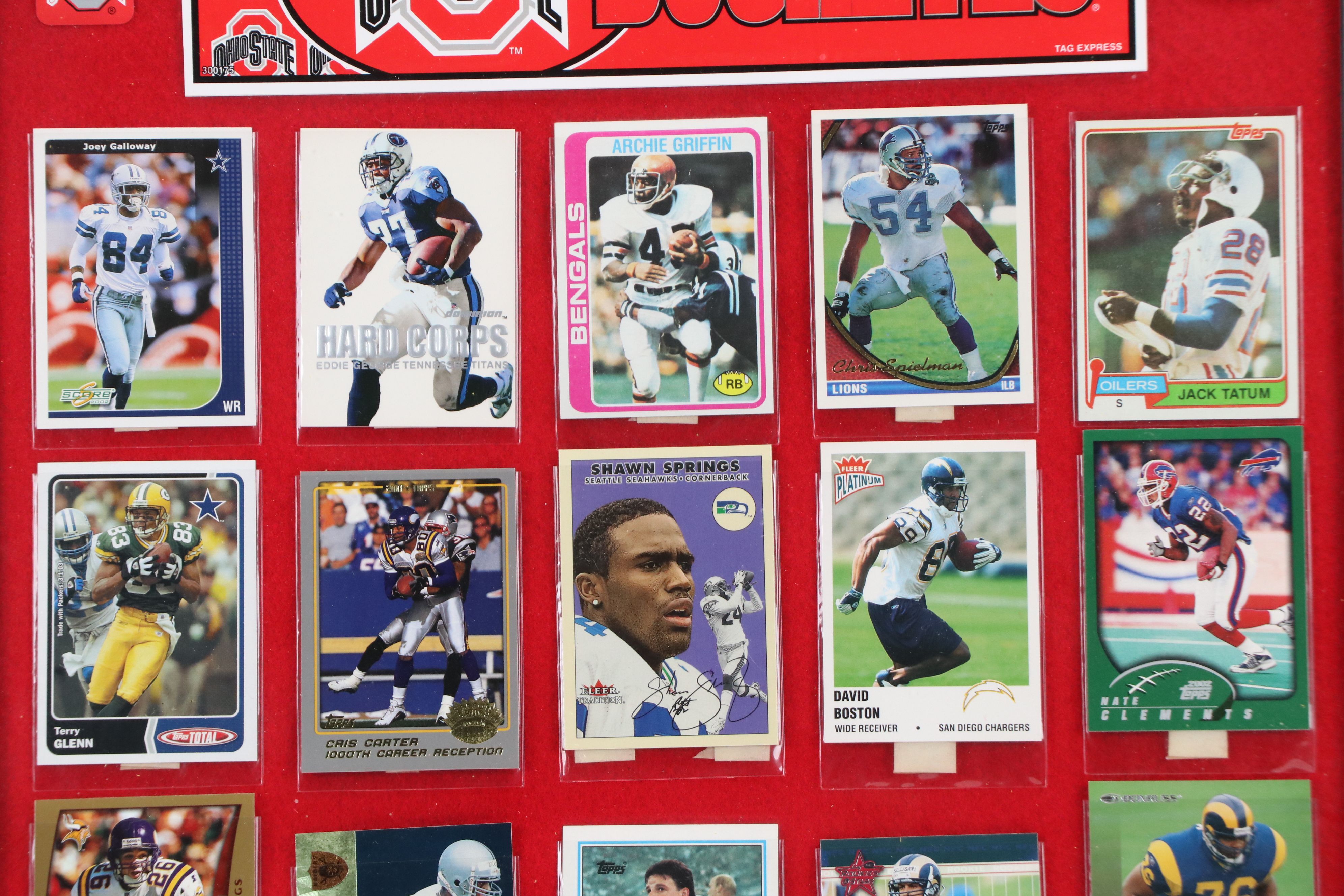 Ohio State Football Card Displays with Mike Nugent Signed Print and More