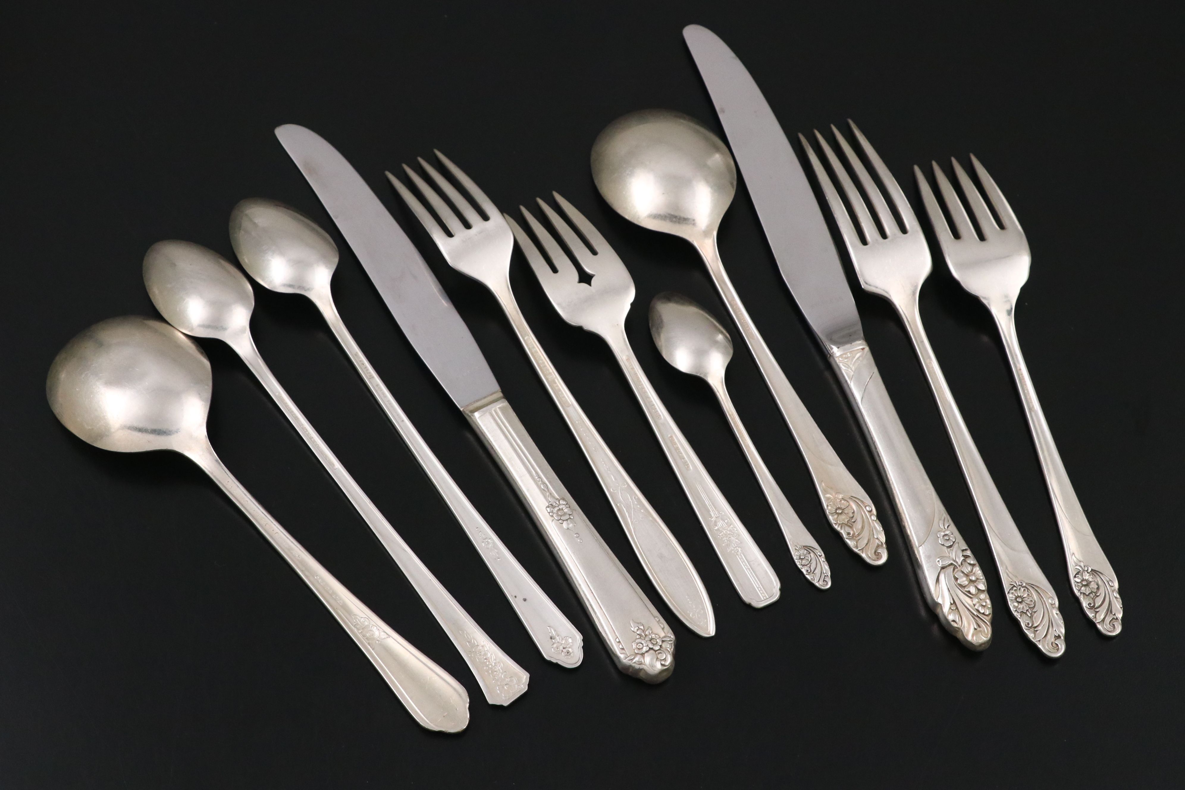 Community "Evening Star" and Other Silver Plate Flatware with Serving Utensils
