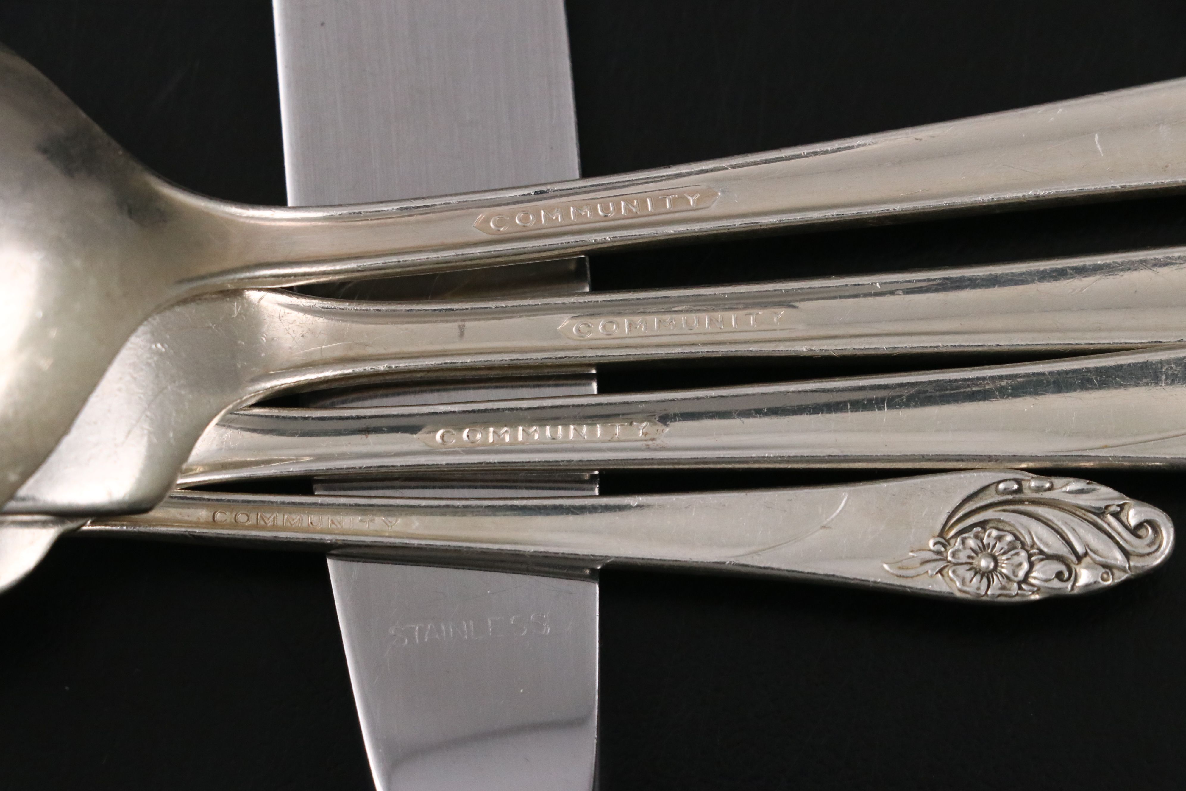 Community "Evening Star" and Other Silver Plate Flatware with Serving Utensils