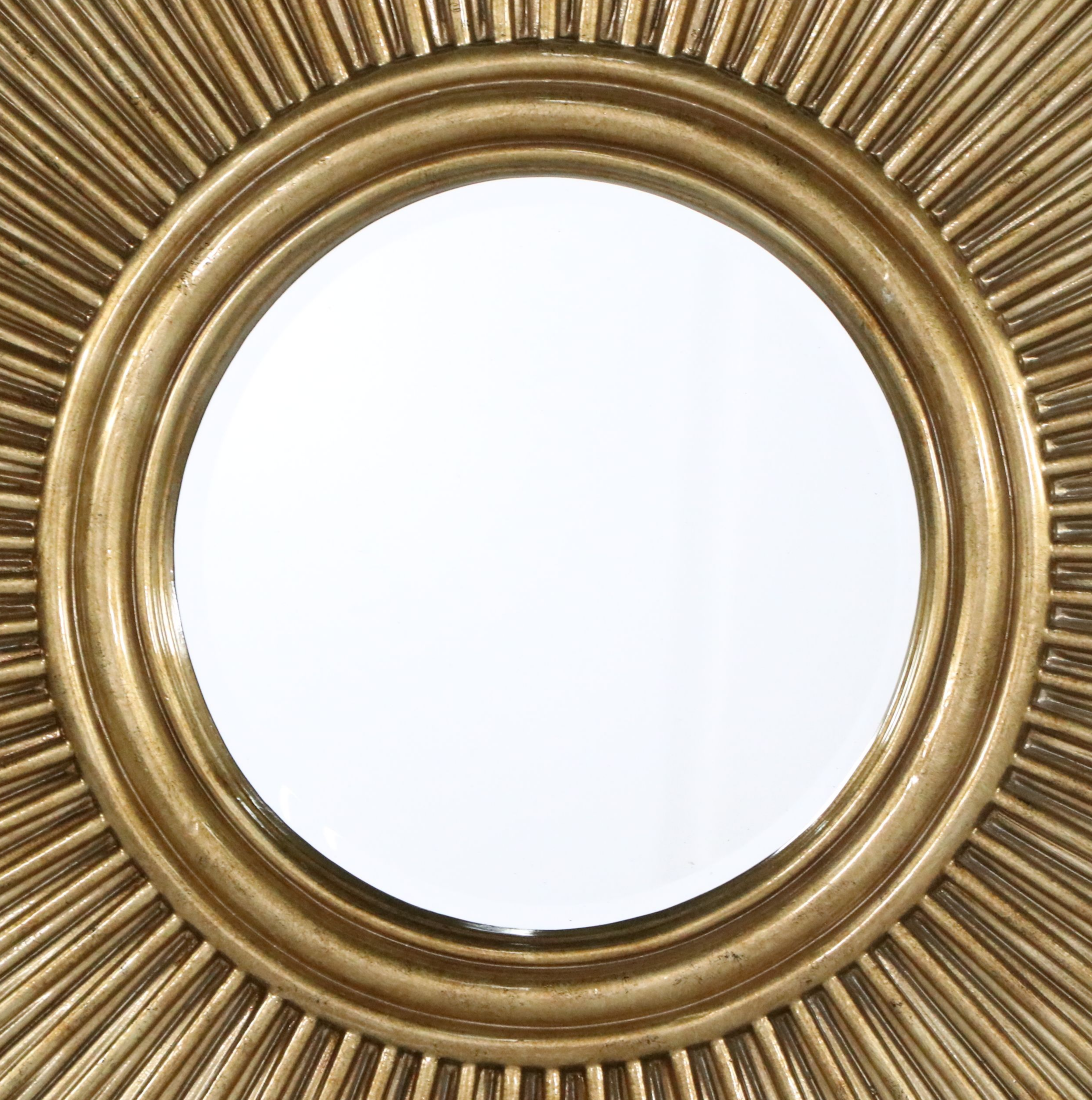 MCM Style Sunburst Aged Gold Finish Wall Mirror, 21st C
