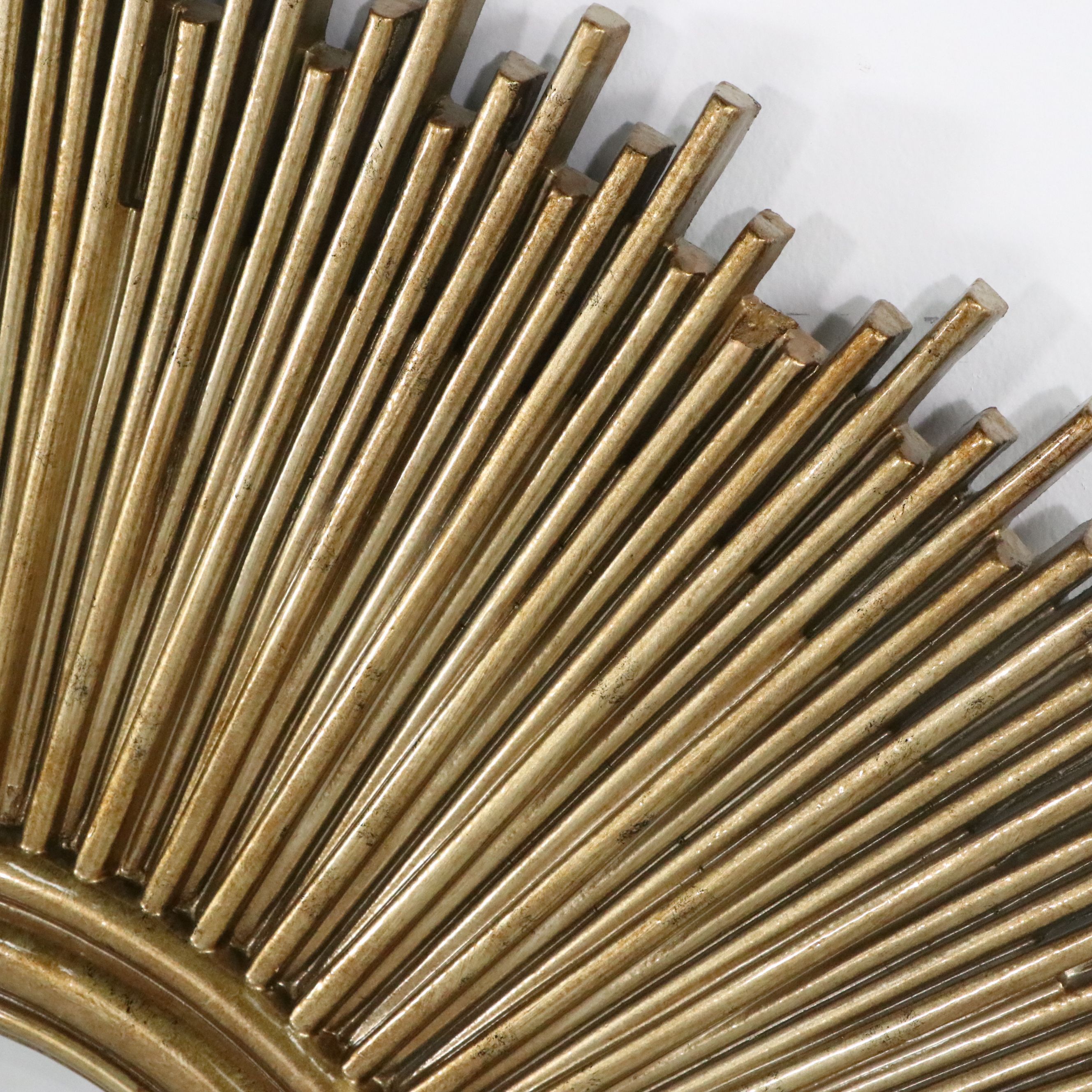 MCM Style Sunburst Aged Gold Finish Wall Mirror, 21st C