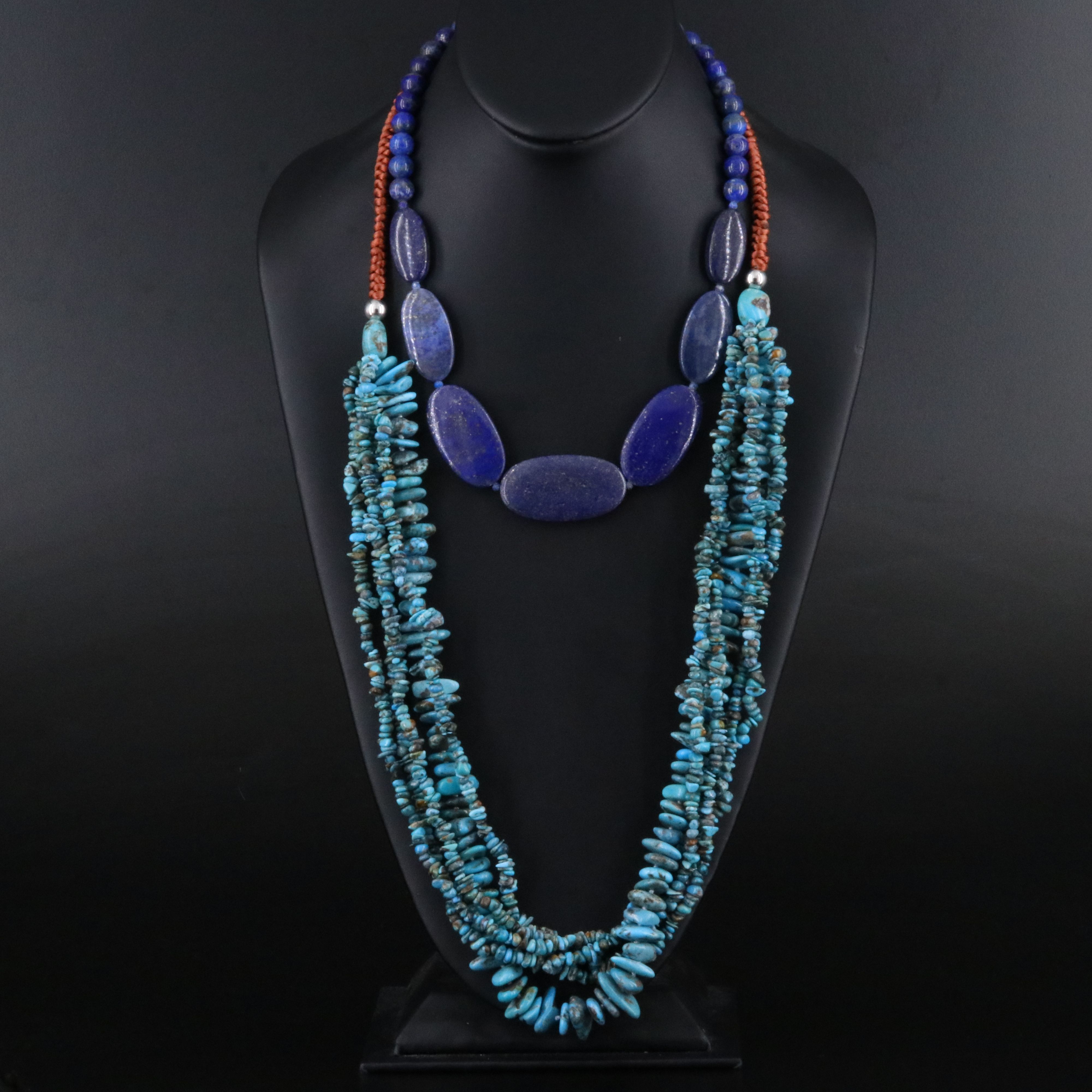 Turquoise and Lapis Lazuli Necklaces Including Sterling