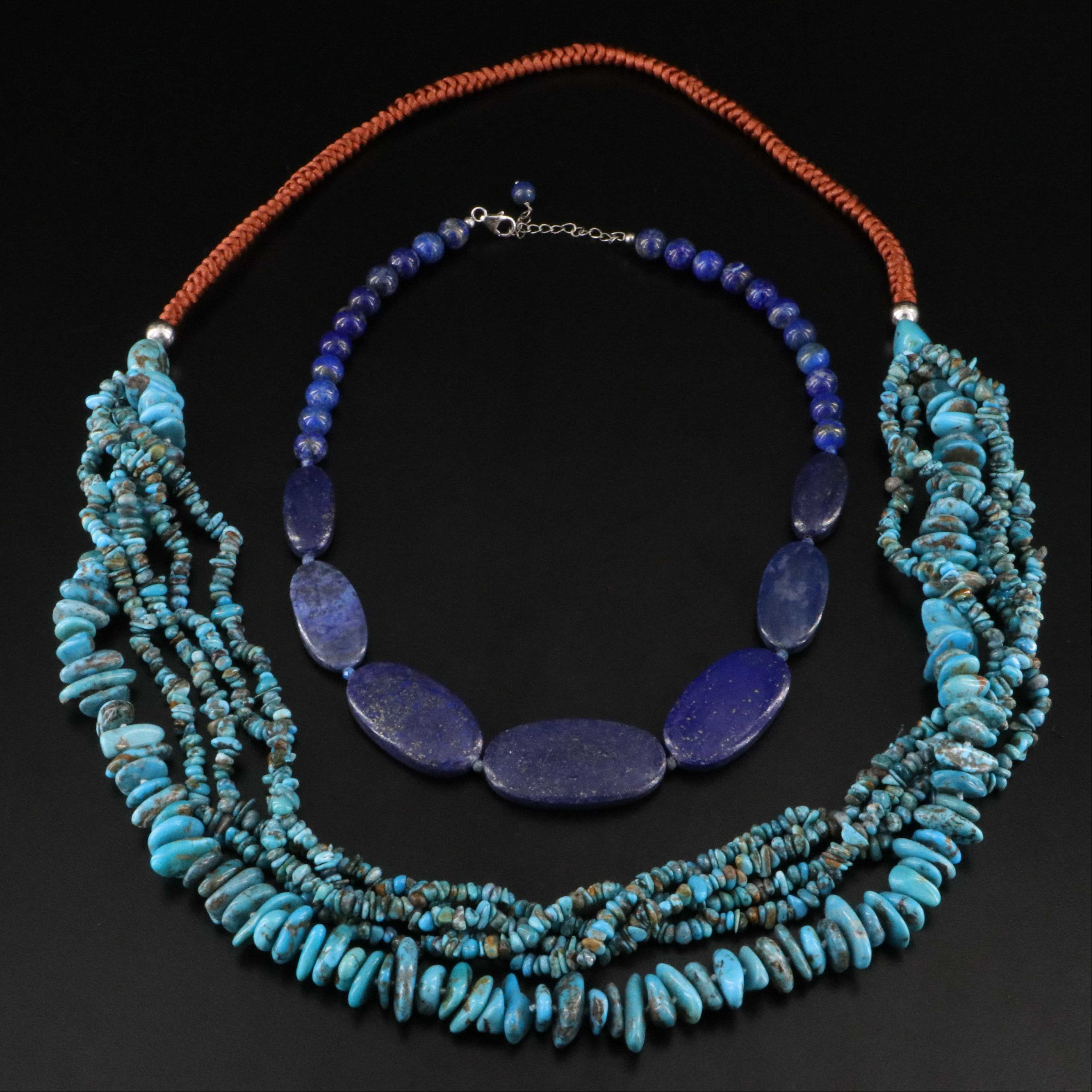 Turquoise and Lapis Lazuli Necklaces Including Sterling