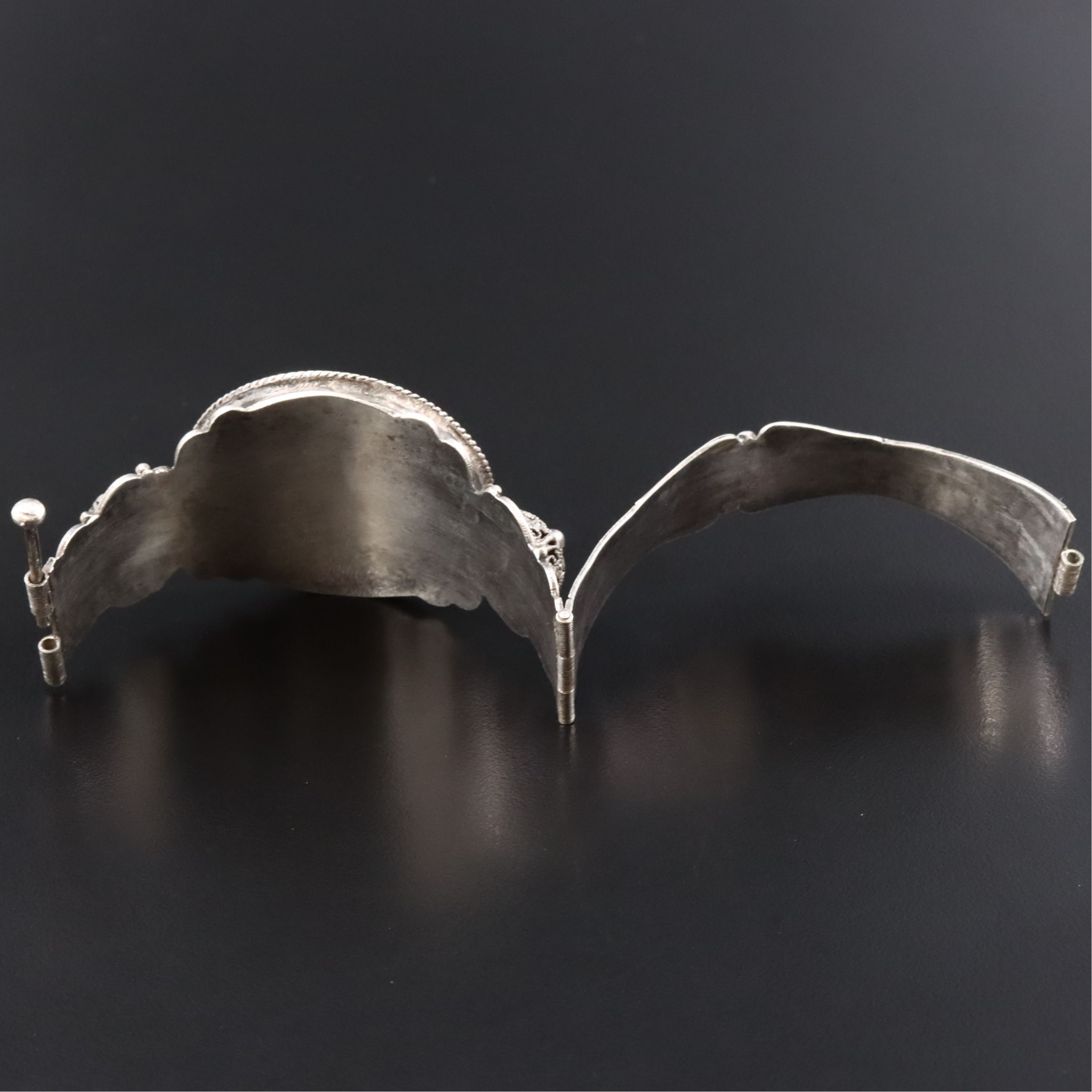 Moroccan Import Sterling Arabic Bracelet with Filigree