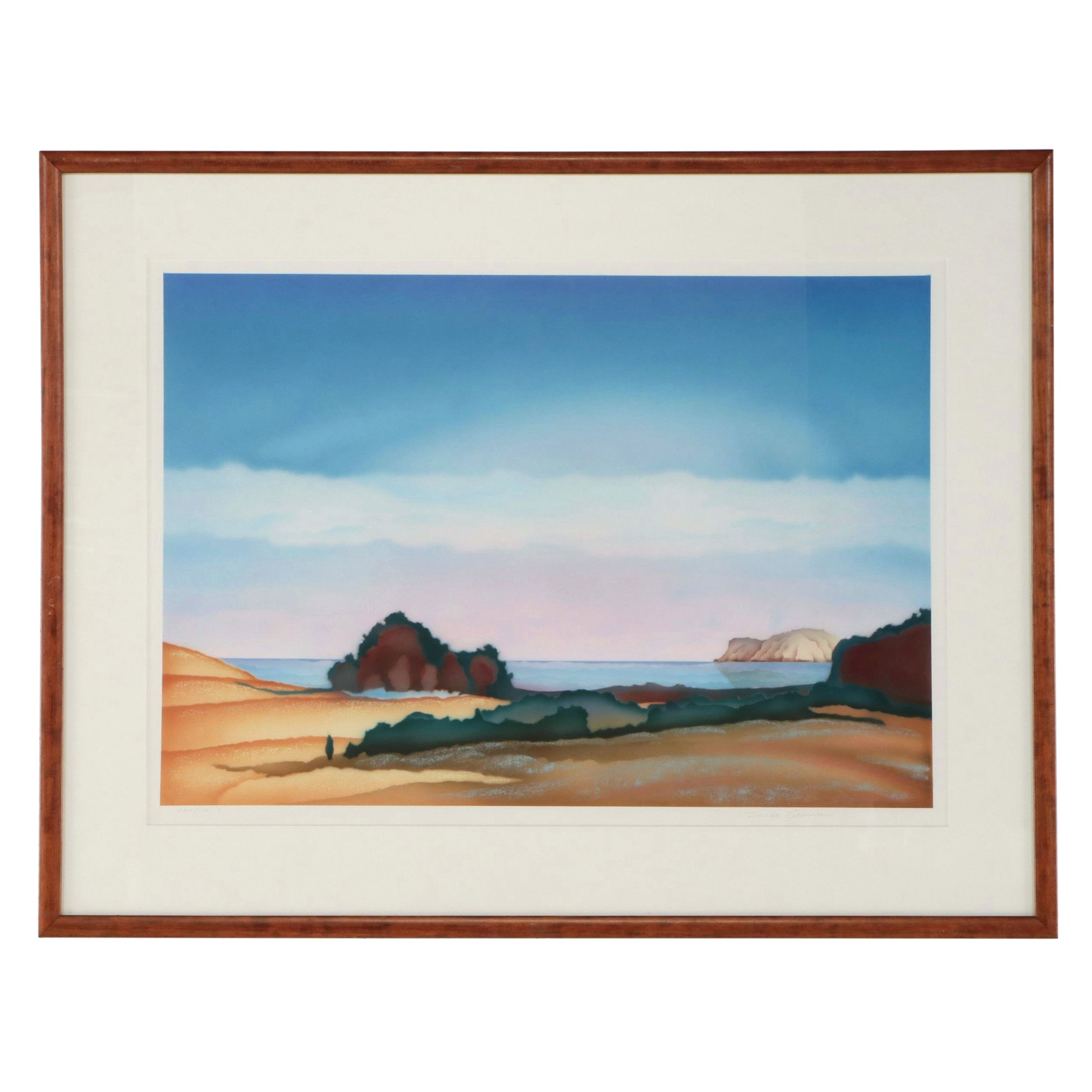 Zandra Griffith Embellished Airbrush Stencil Painting "Lakeside I"