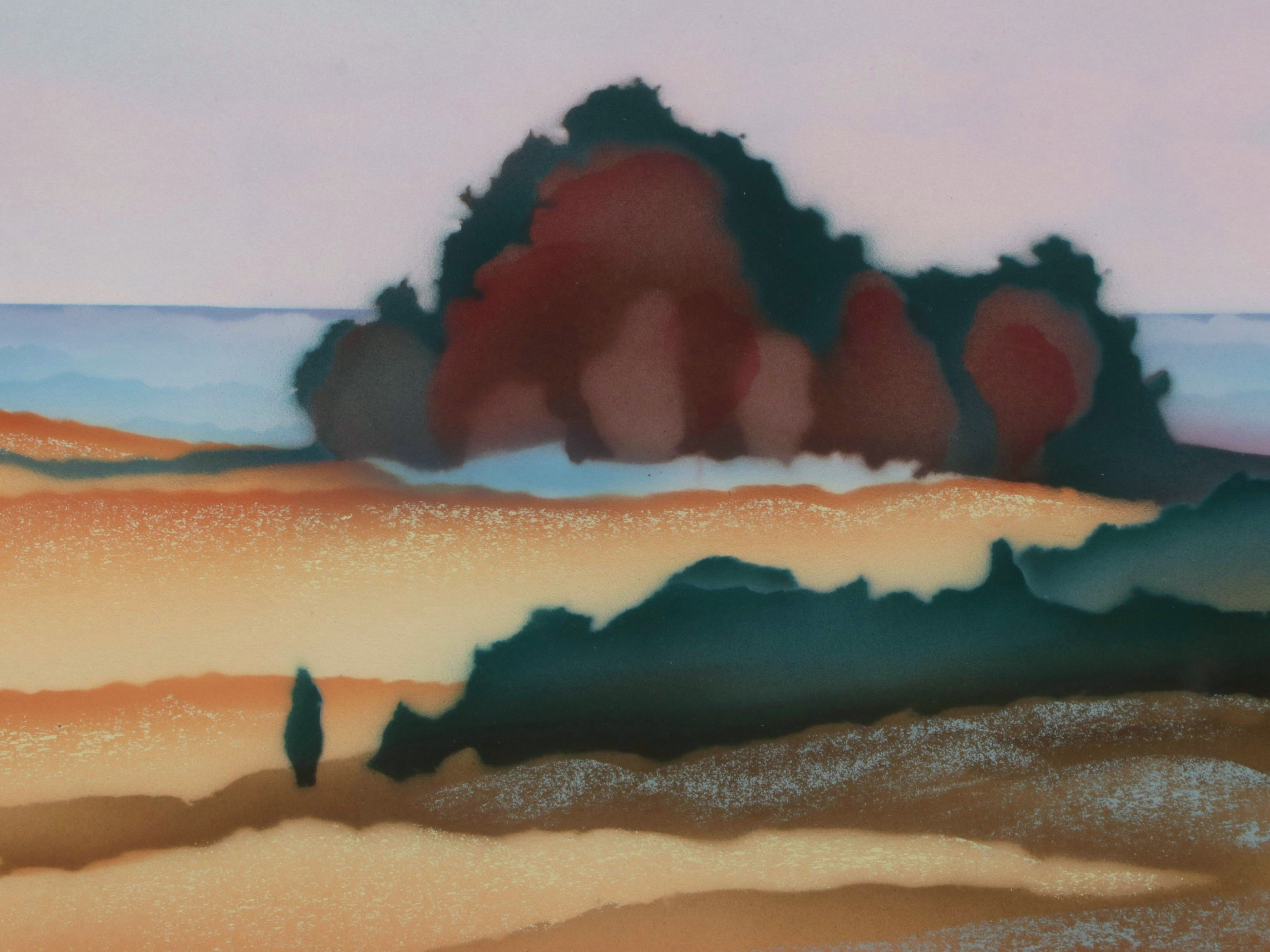 Zandra Griffith Embellished Airbrush Stencil Painting "Lakeside I"