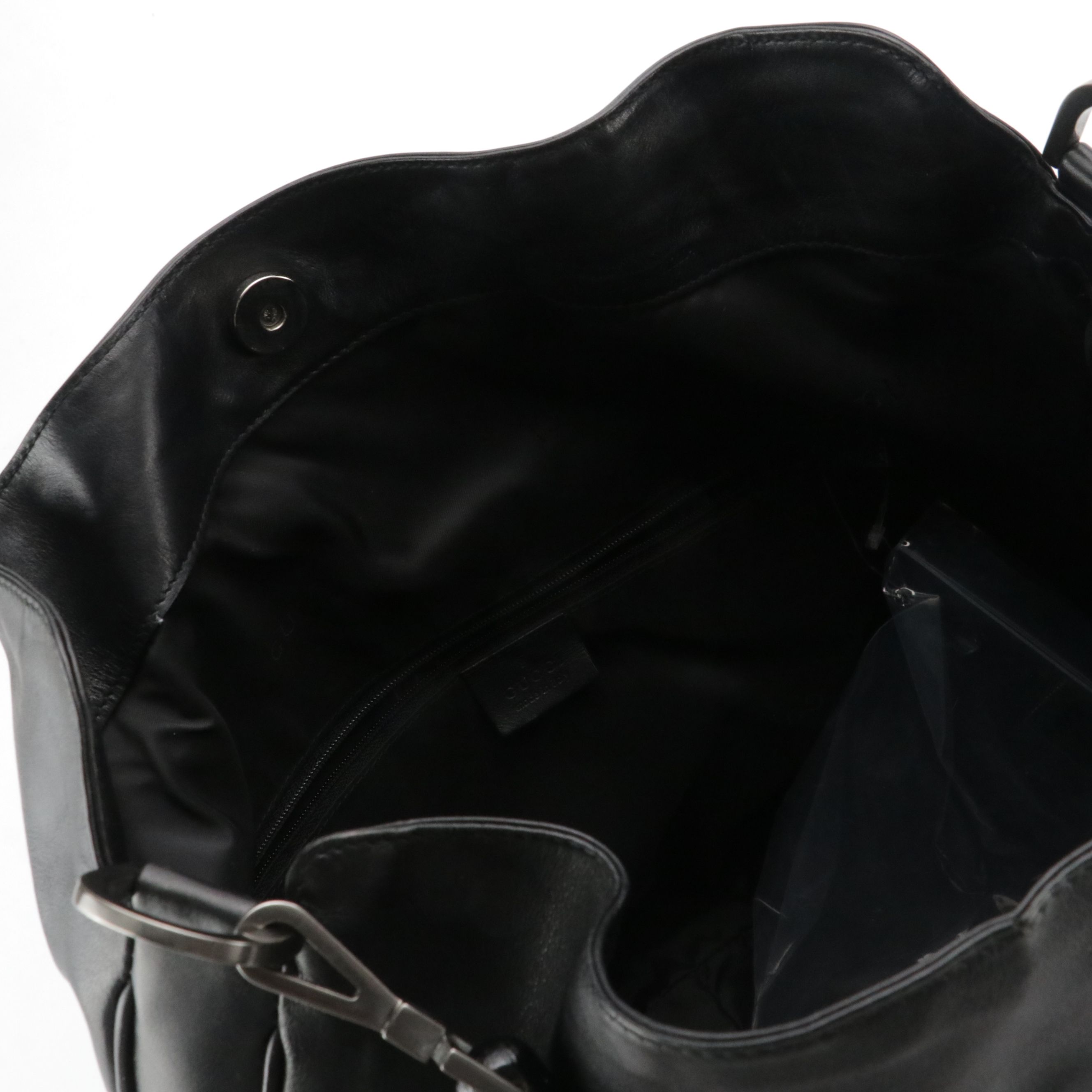 Gucci Bamboo Black Leather Hobo Bag with Detachable Strap