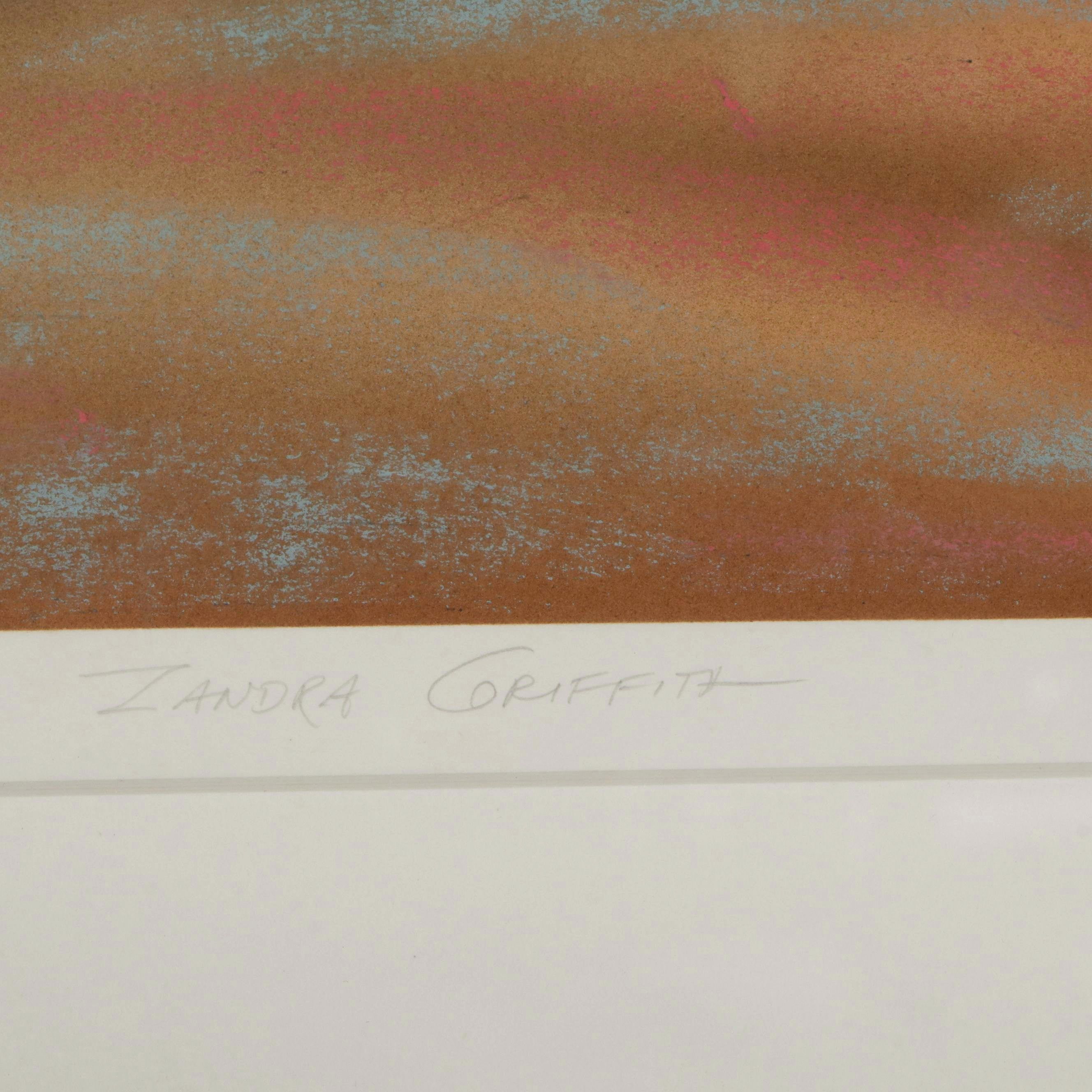 Zandra Griffith Embellished Airbrush Stencil Painting "Lakeside I"