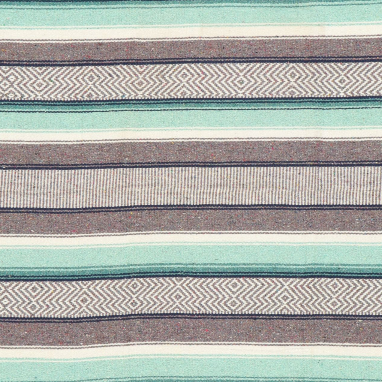 4'5 x 6' Handwoven Mexican Serape Seafoam and Gray Wool Blanket