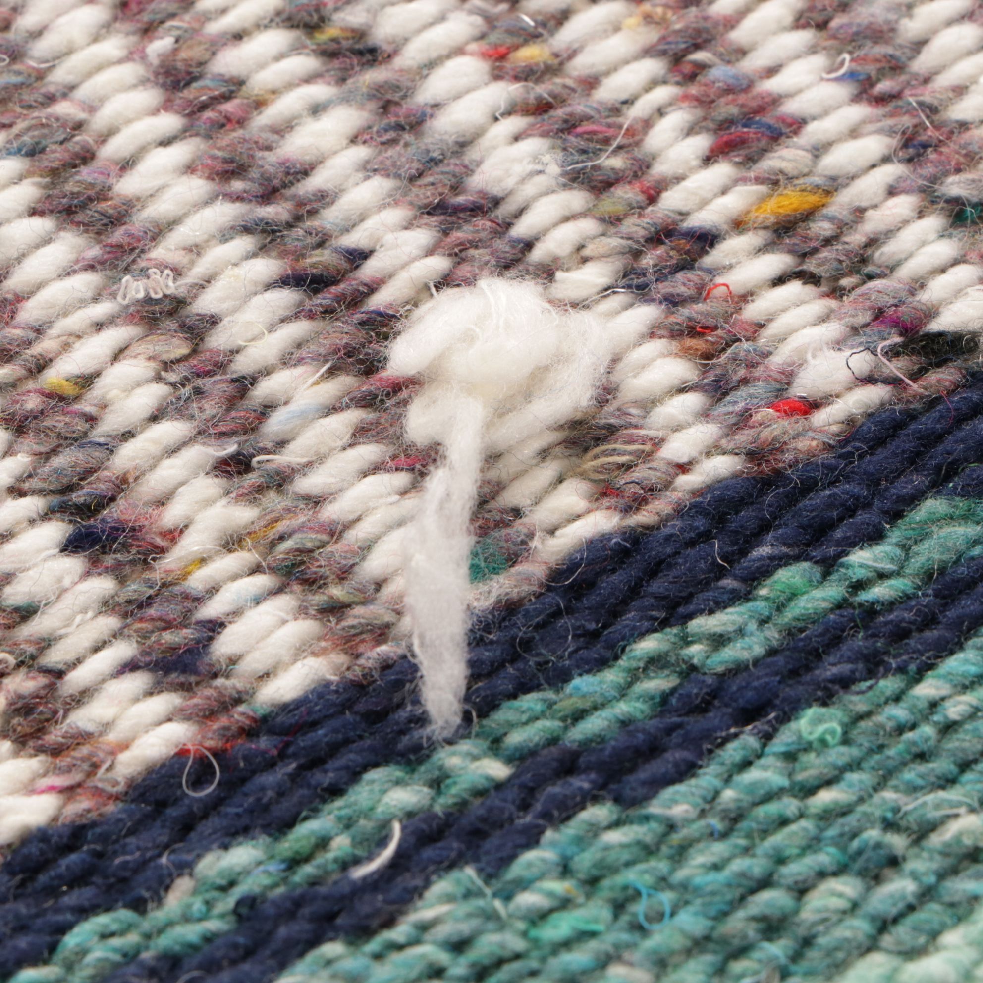 4'5 x 6' Handwoven Mexican Serape Seafoam and Gray Wool Blanket