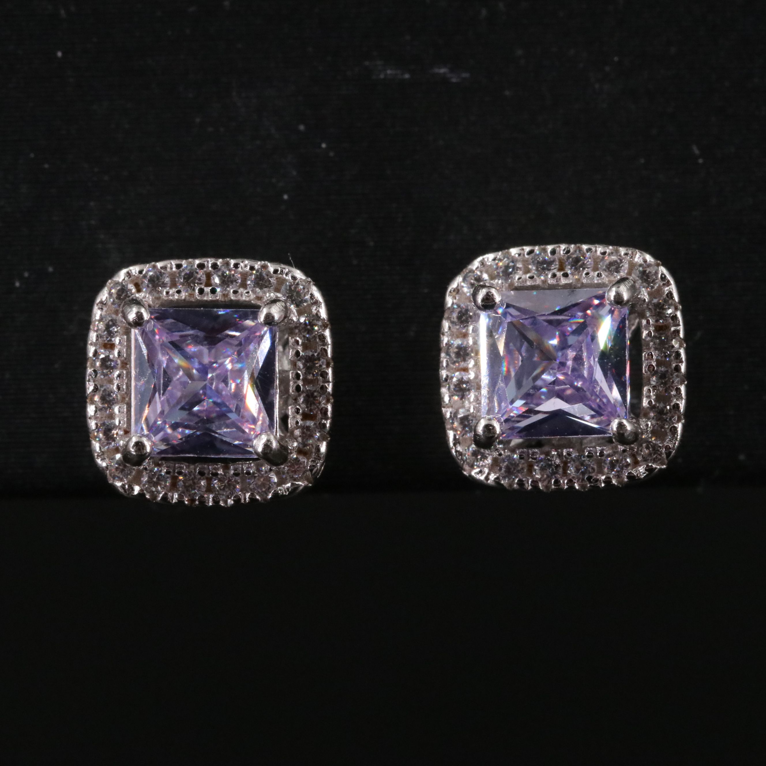 Sterling CZ Halo Stud Earring