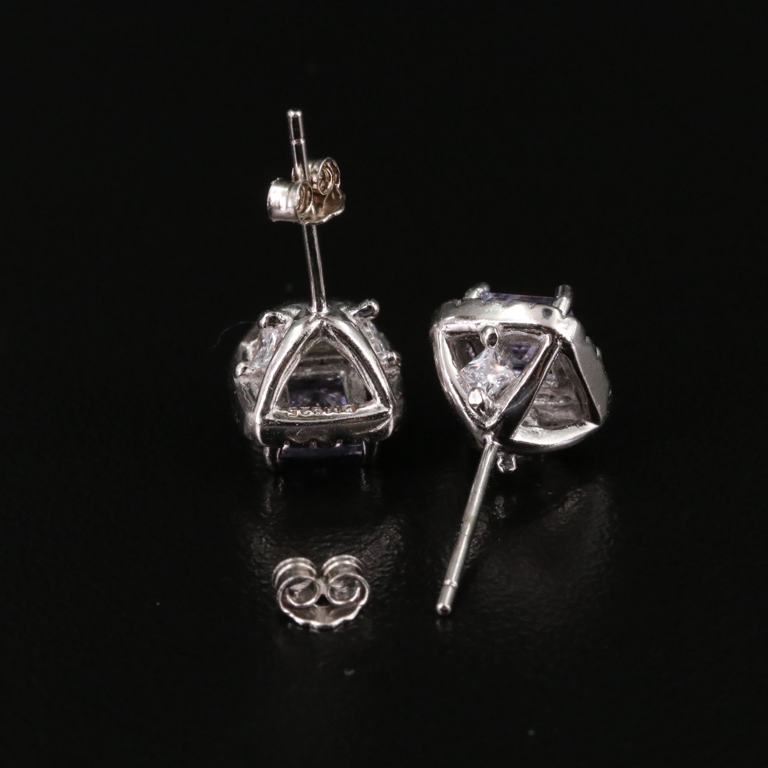 Sterling CZ Halo Stud Earring