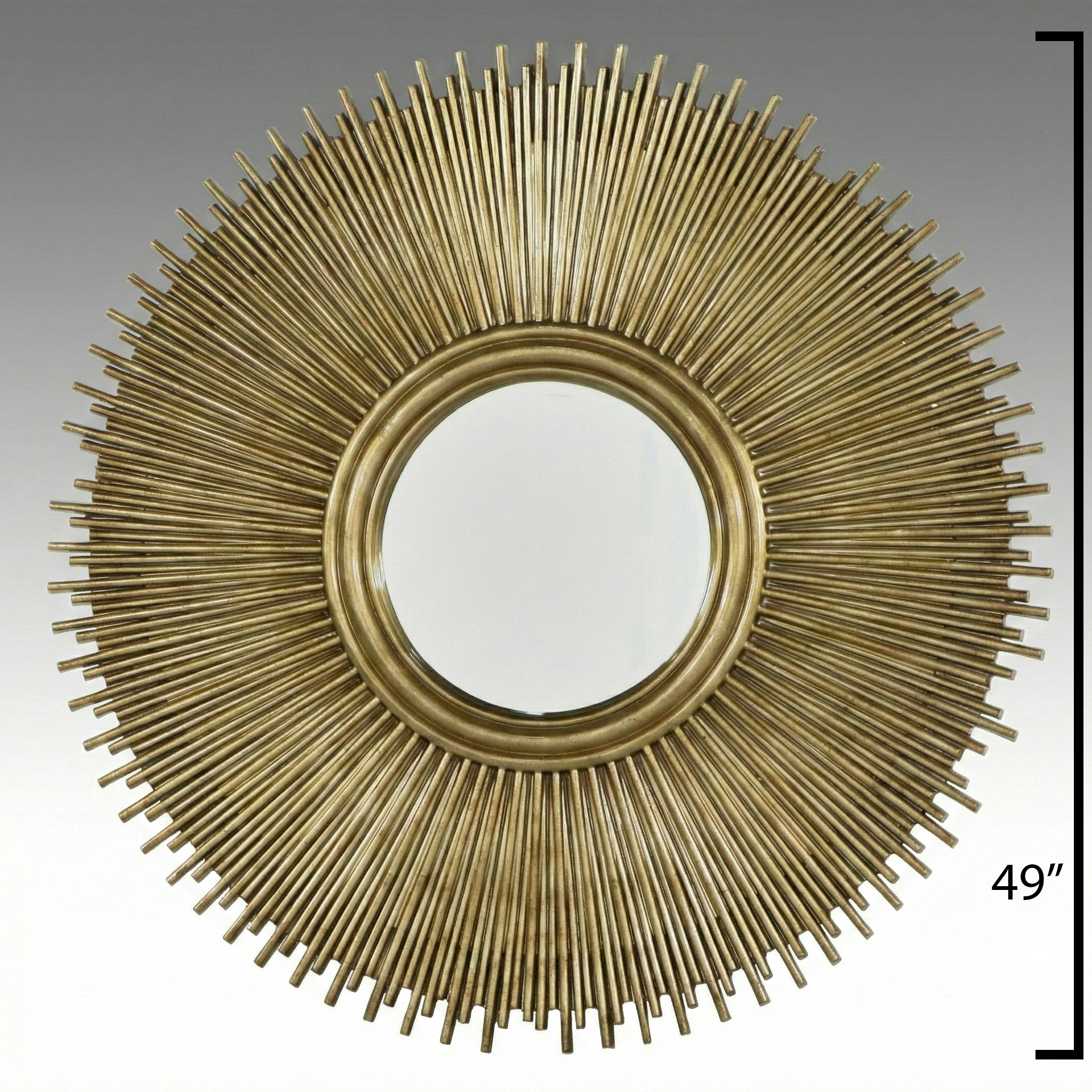 MCM Style Sunburst Aged Gold Finish Wall Mirror, 21st C