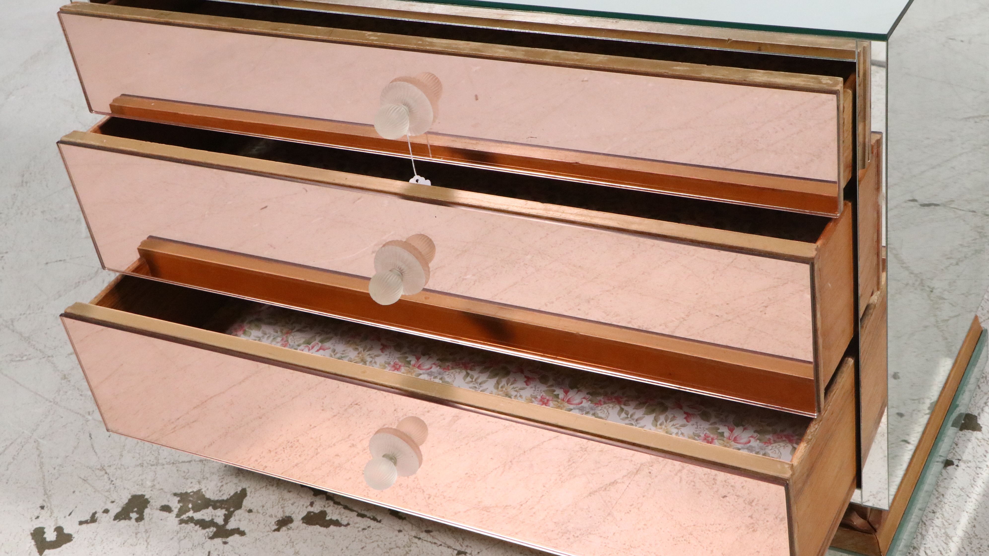 Hollywood Regency Mirrored Three-Drawer Chest