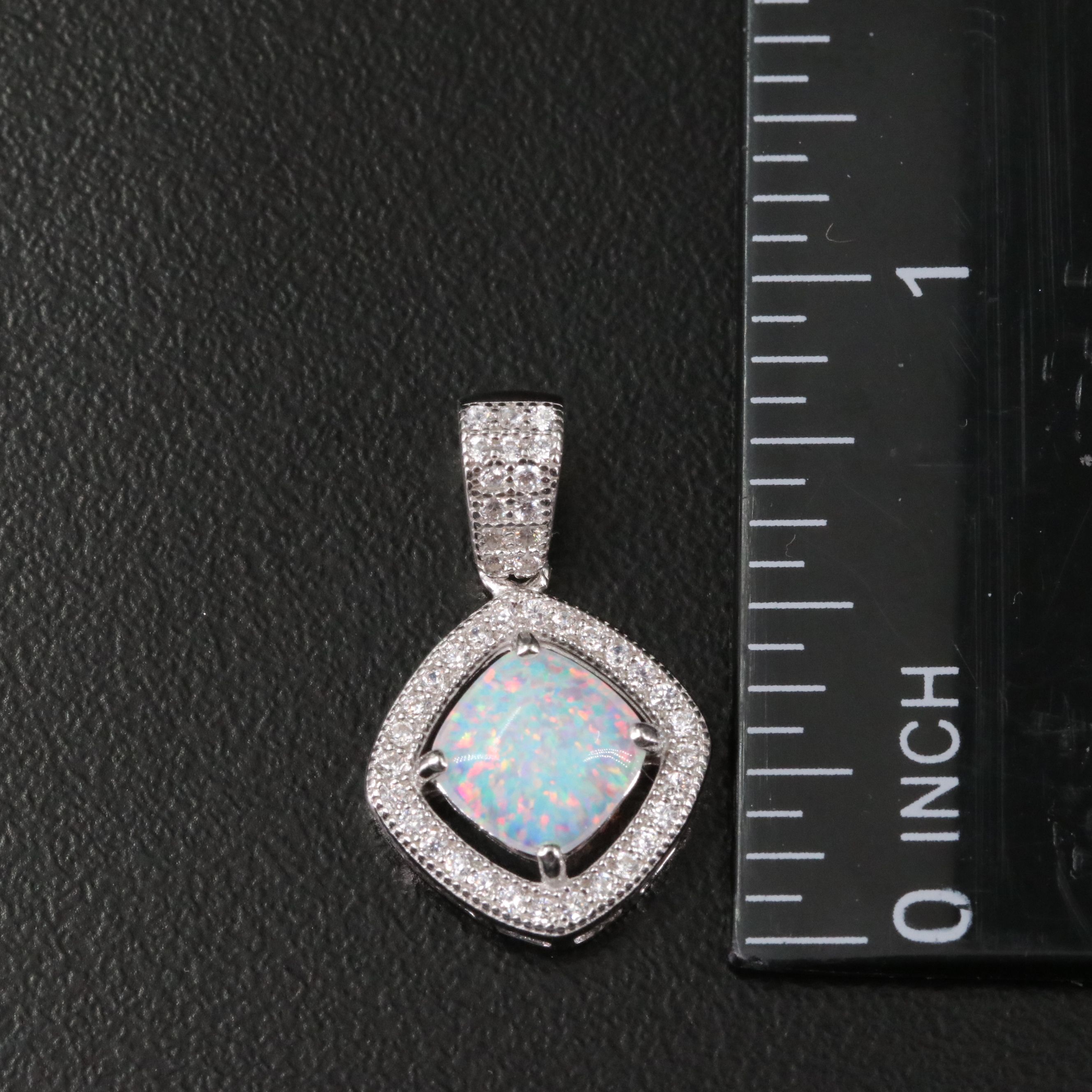 Sterling Opal and CZ Pendant and Earrings