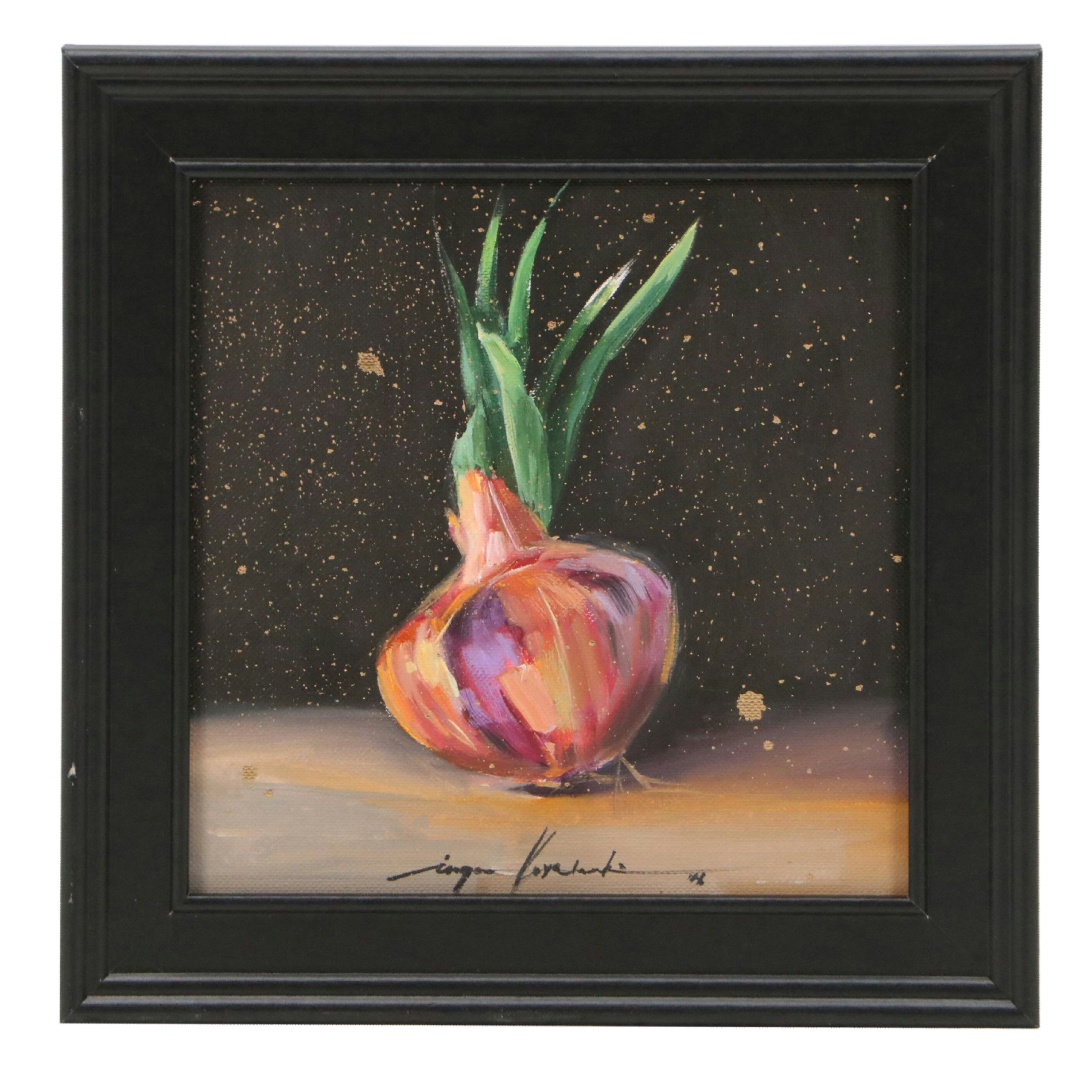 Inga Kovalenko Oil Painting of Sprouting Onion, 2026