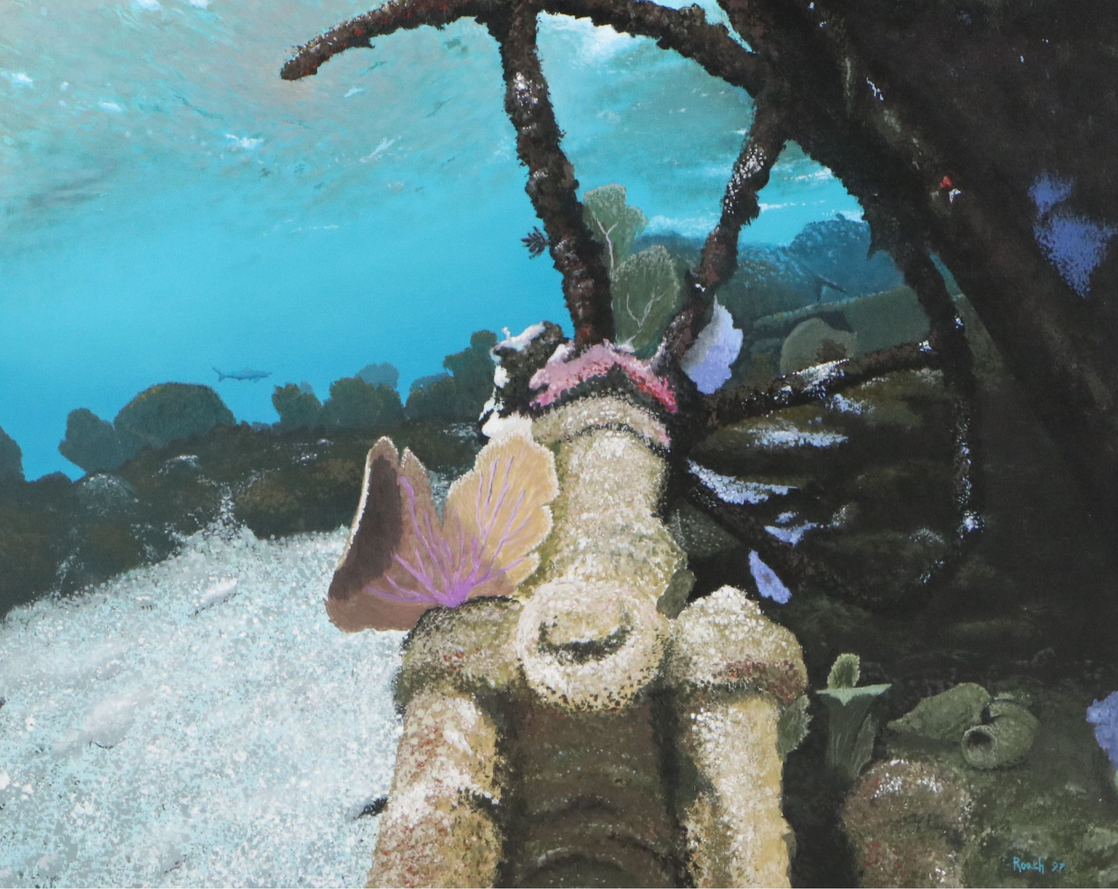 Richard Roach Acrylic Marine Wreakscape Painting, 1997