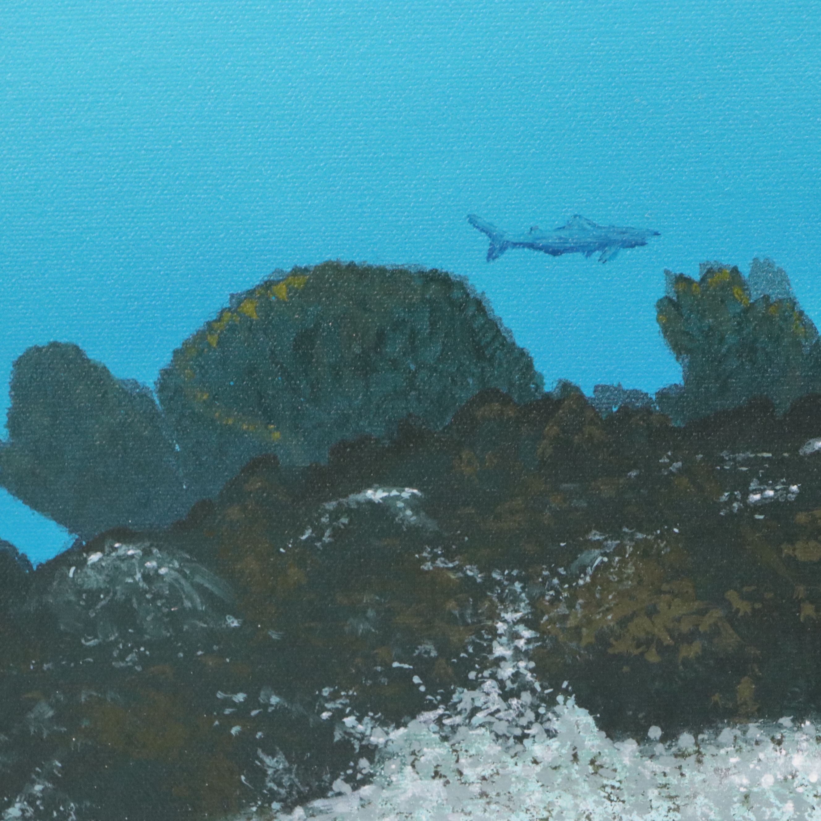 Richard Roach Acrylic Marine Wreakscape Painting, 1997